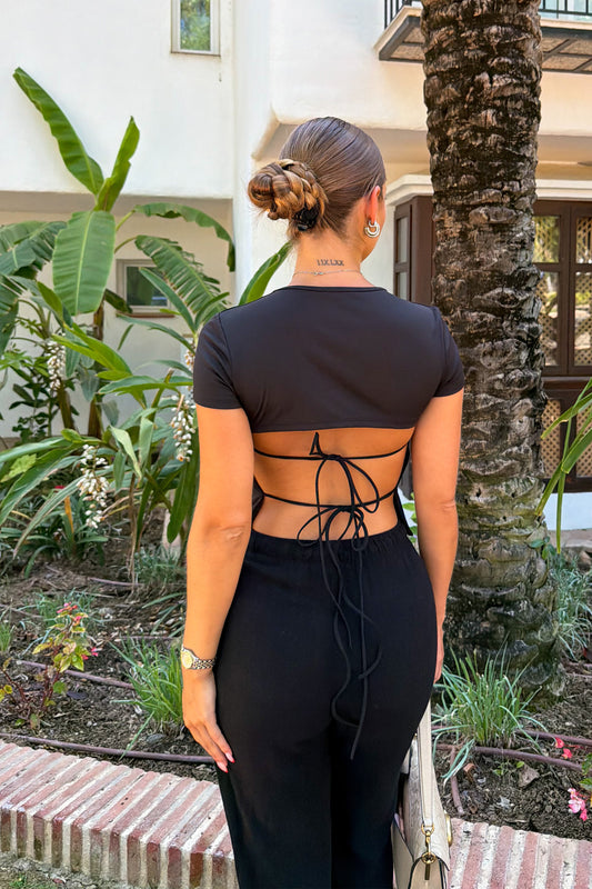 Crop t-shirt noir
