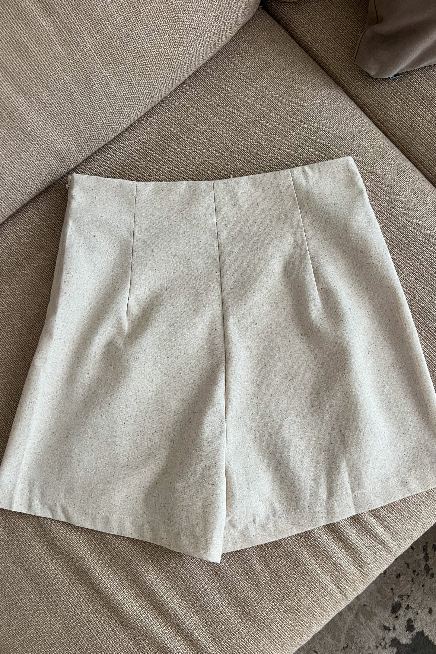 Jupe short lin/coton beige