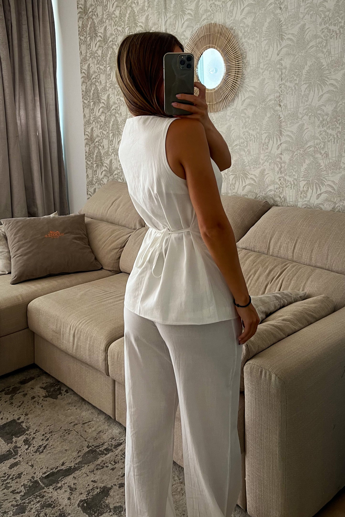 Ensemble lin/coton BLANC