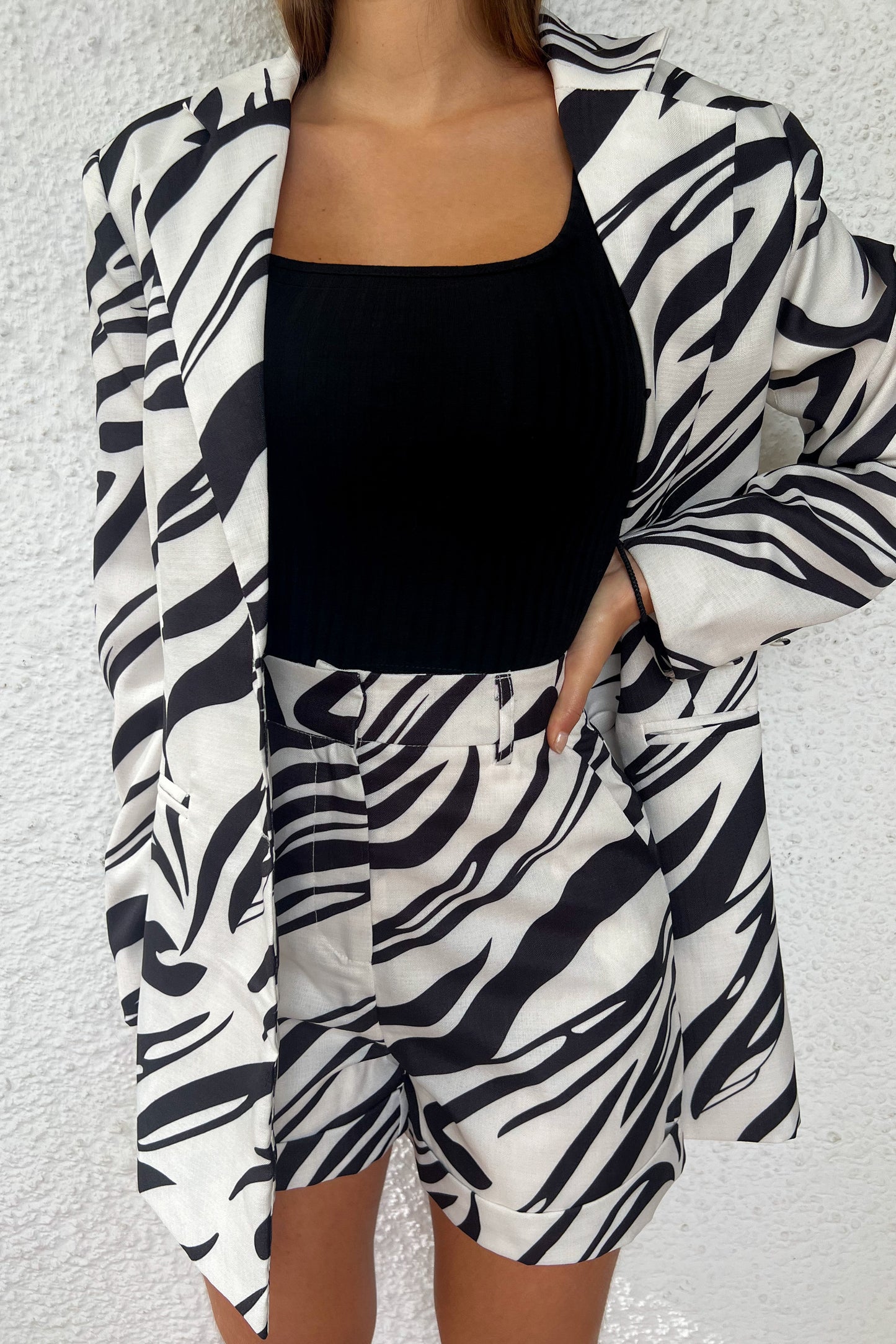 Ensemble blazer zébré NOIR