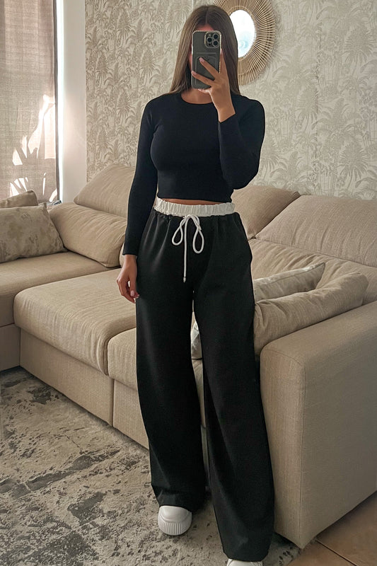 Pantalon fluide BANDE noir