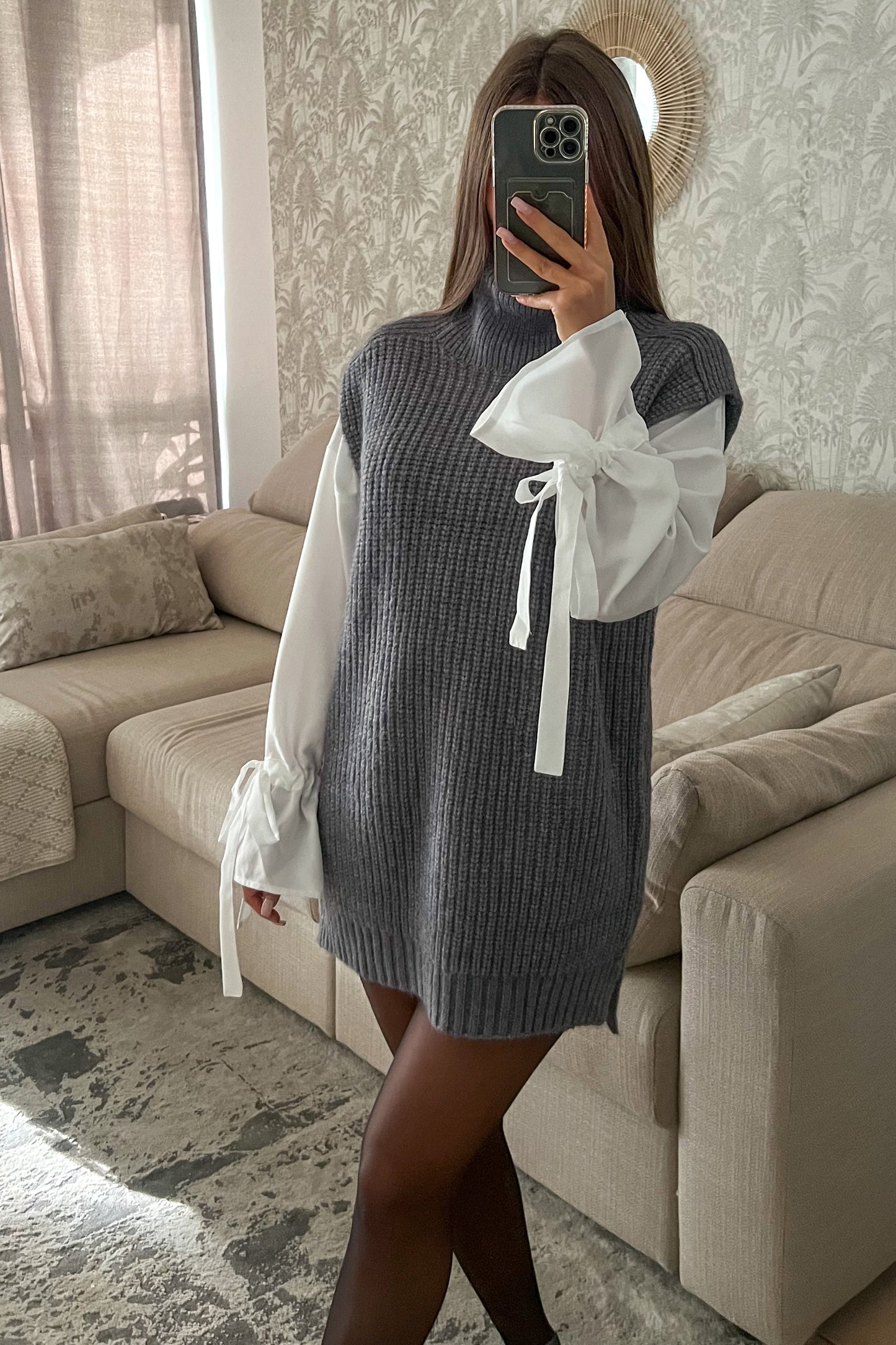 Robe pull en laine GRISE