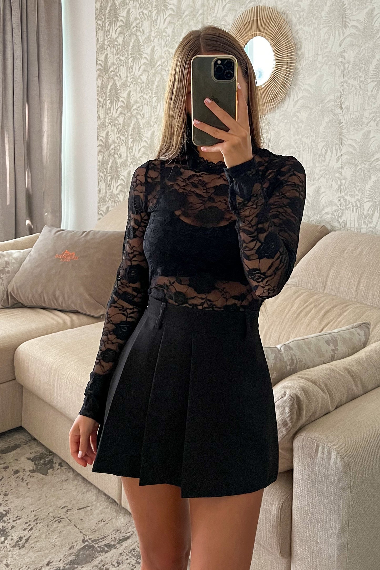 Jupe short écolière asymétrique NOIRE