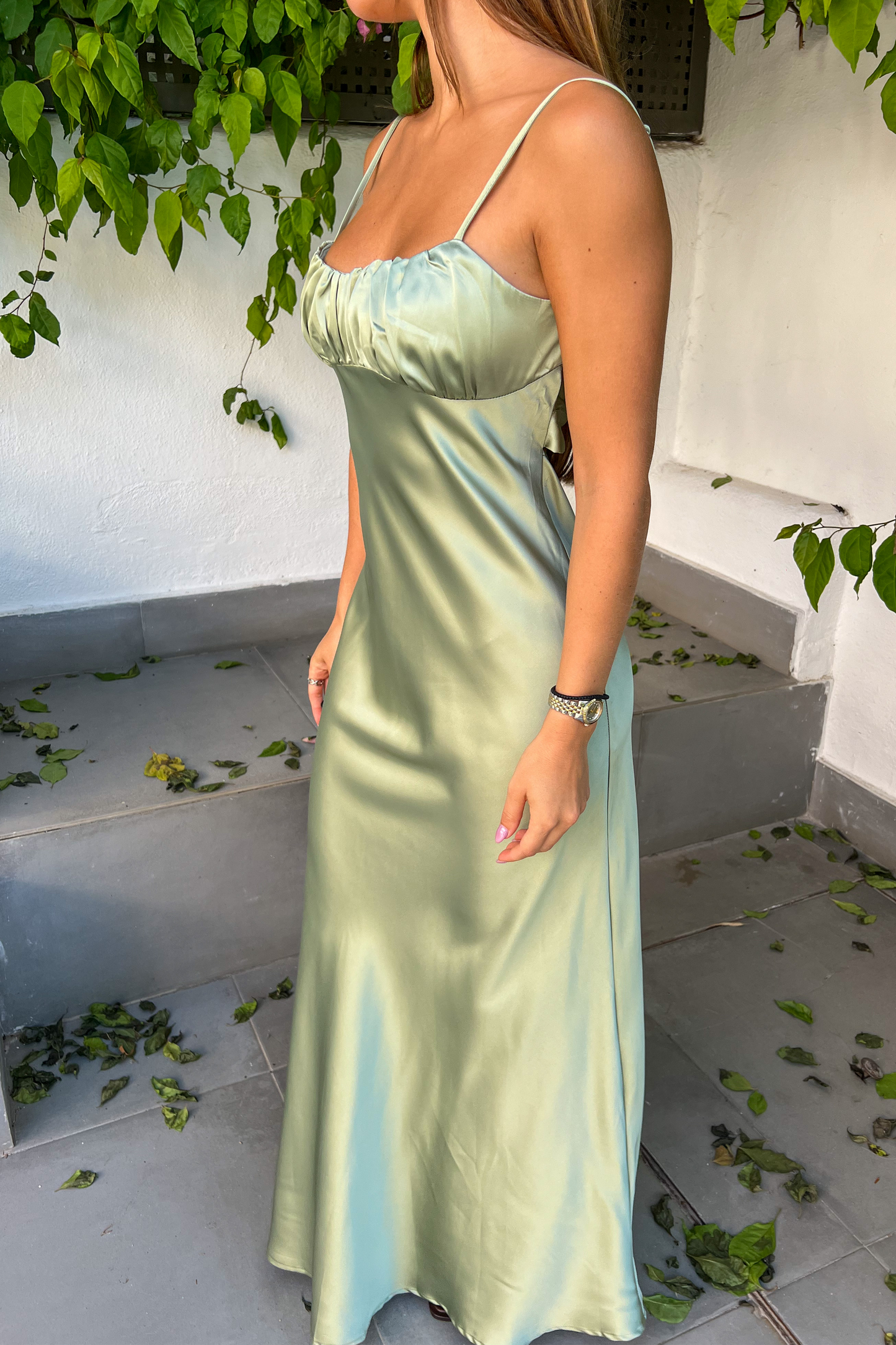 Robe satinée MENTHE