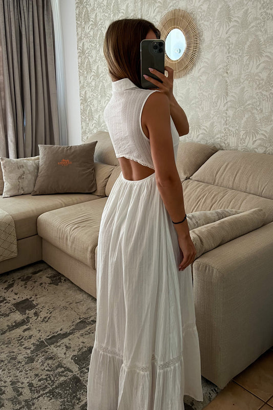 Robe chemise dos nu BLANCHE