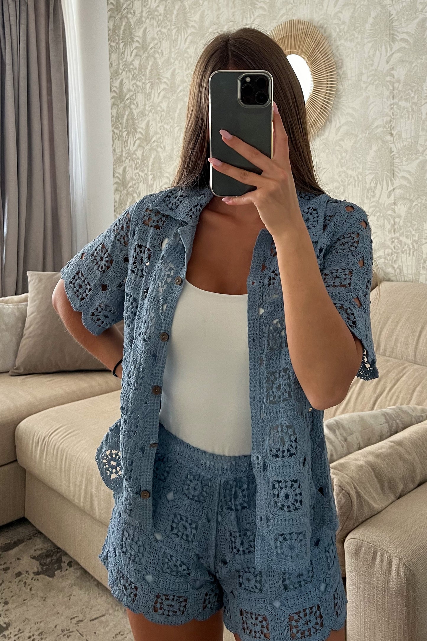 Ensemble en crochet BLEU