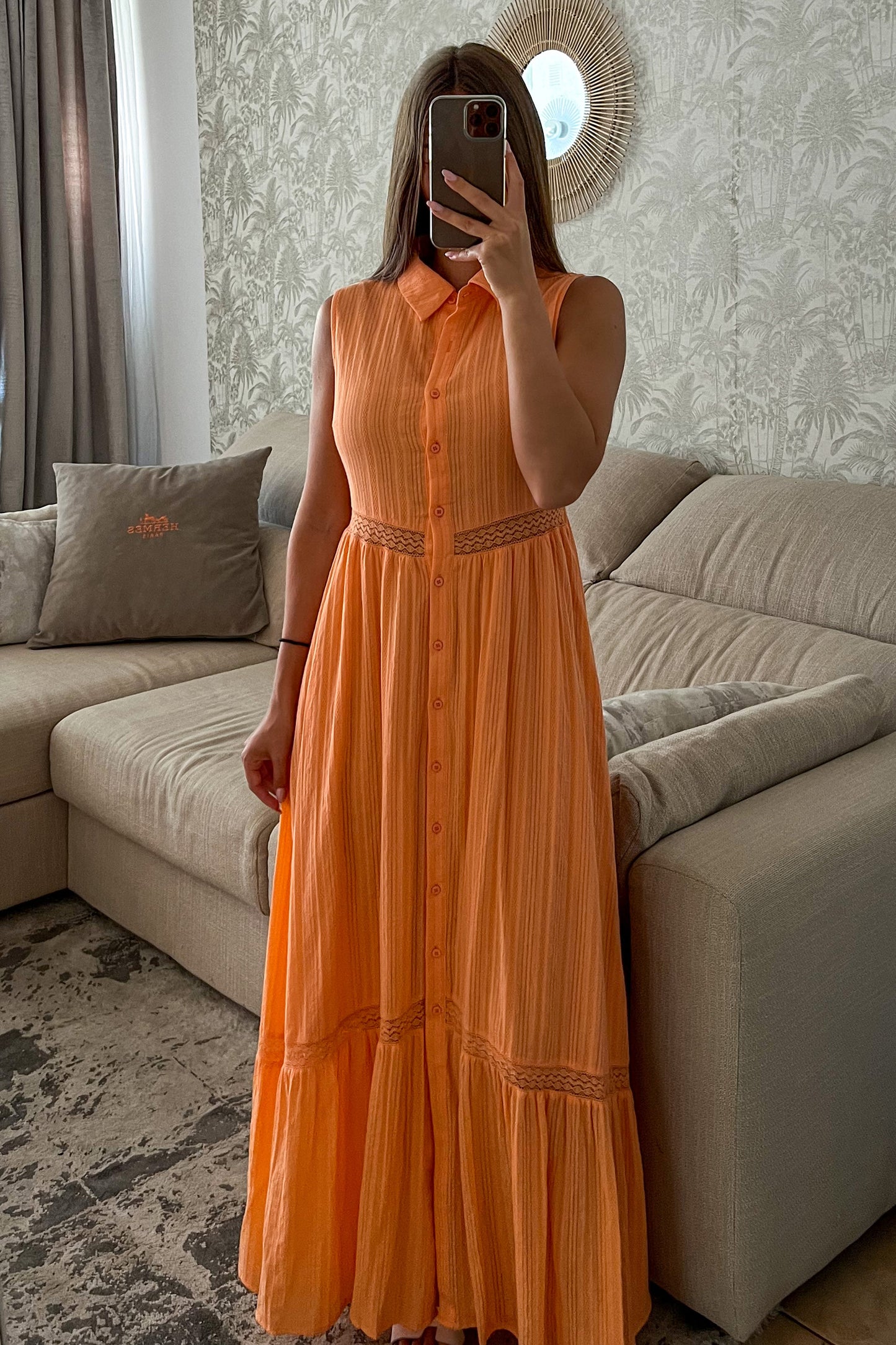 Robe chemise dos nu ORANGE