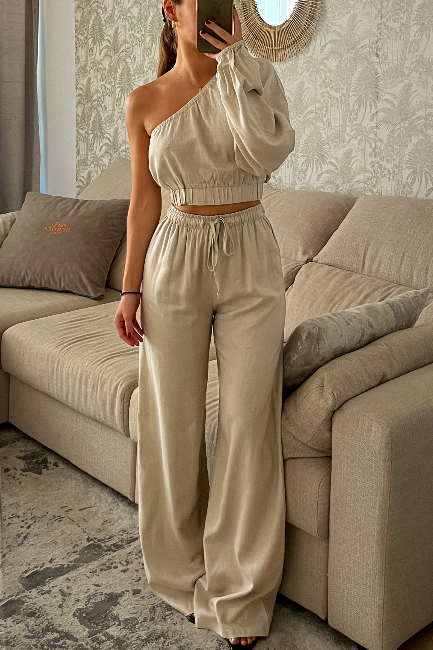 Pantalon en lin beige