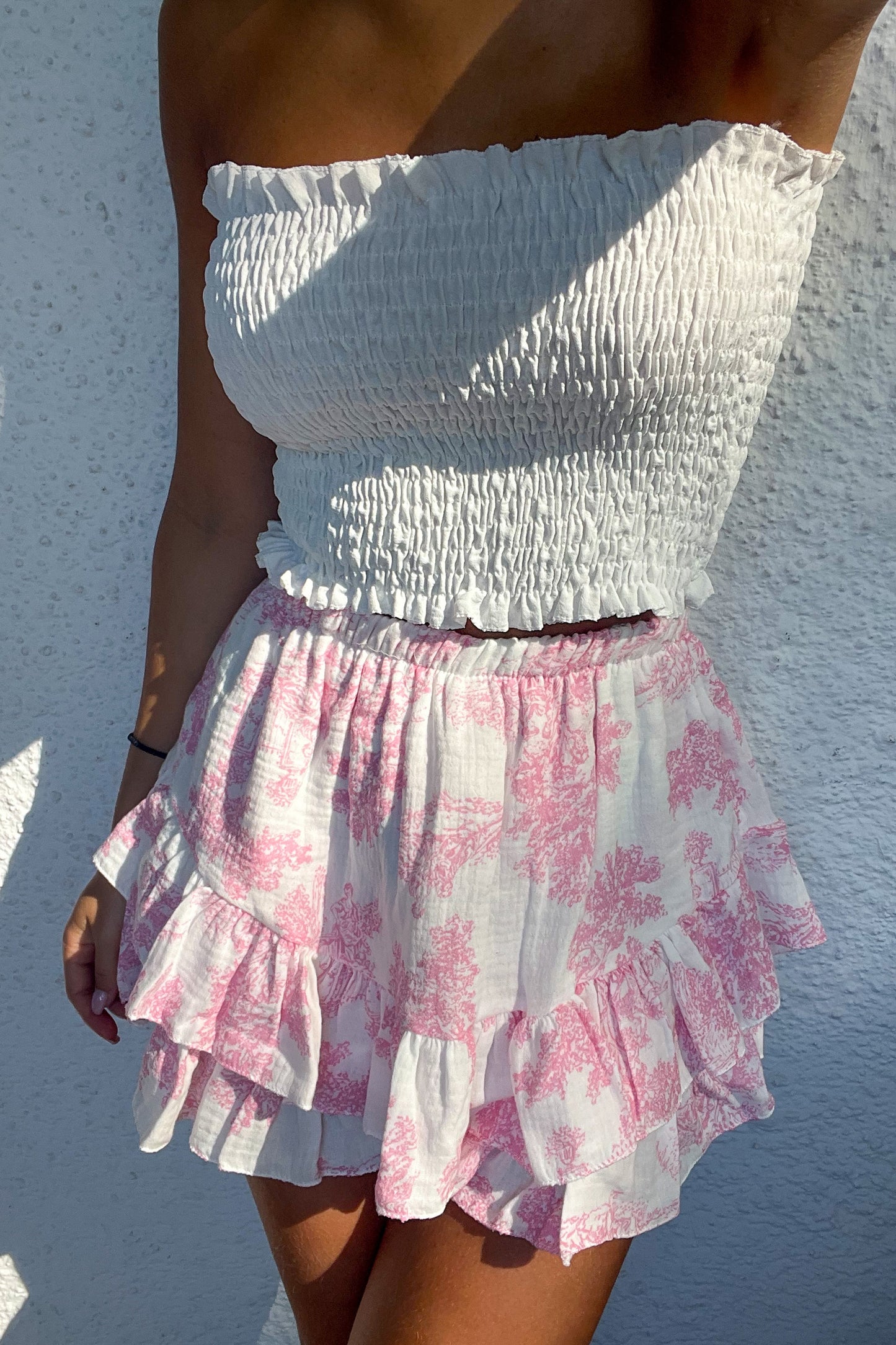 Jupe short coton SANTORINI rose