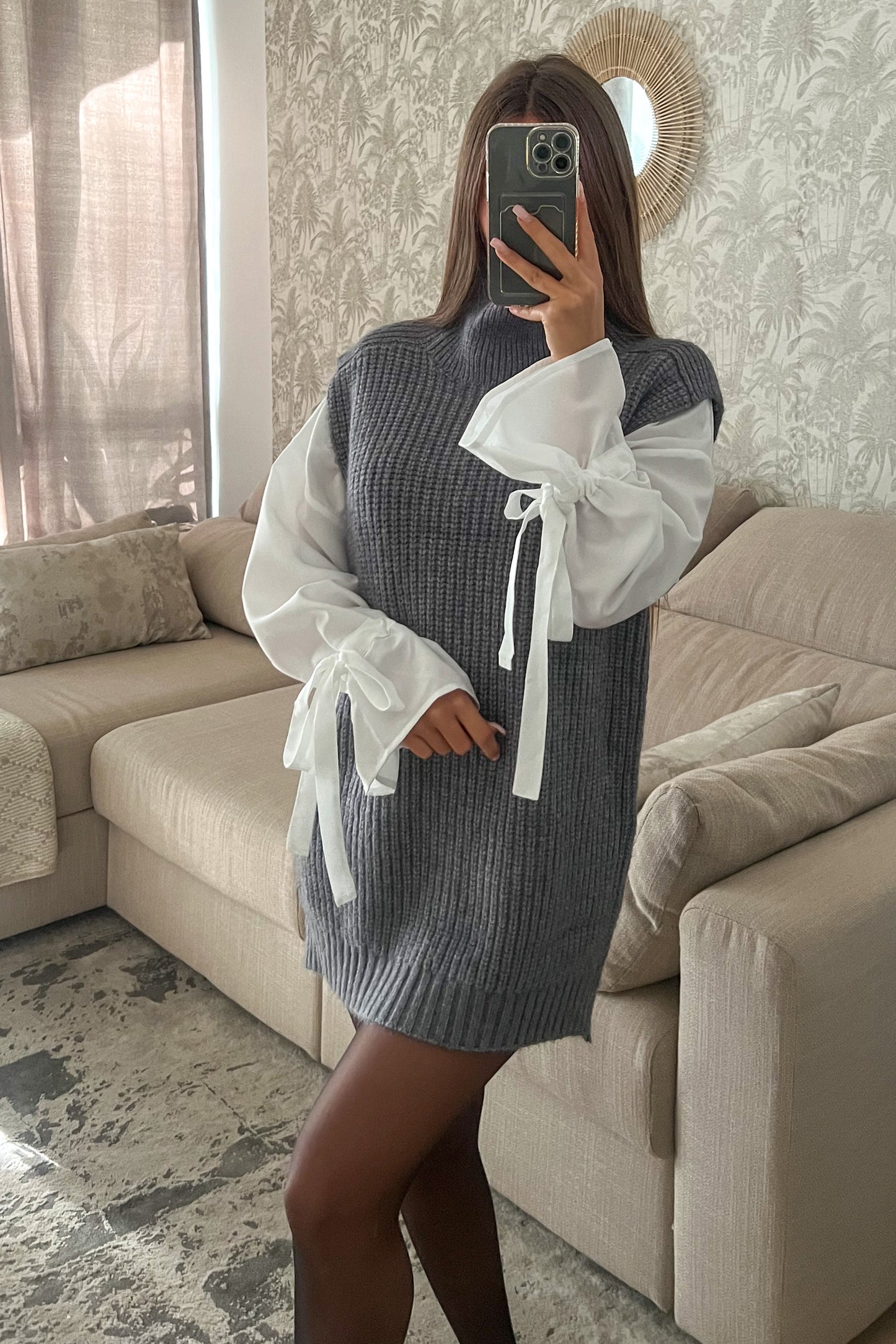 Robe pull en laine GRISE