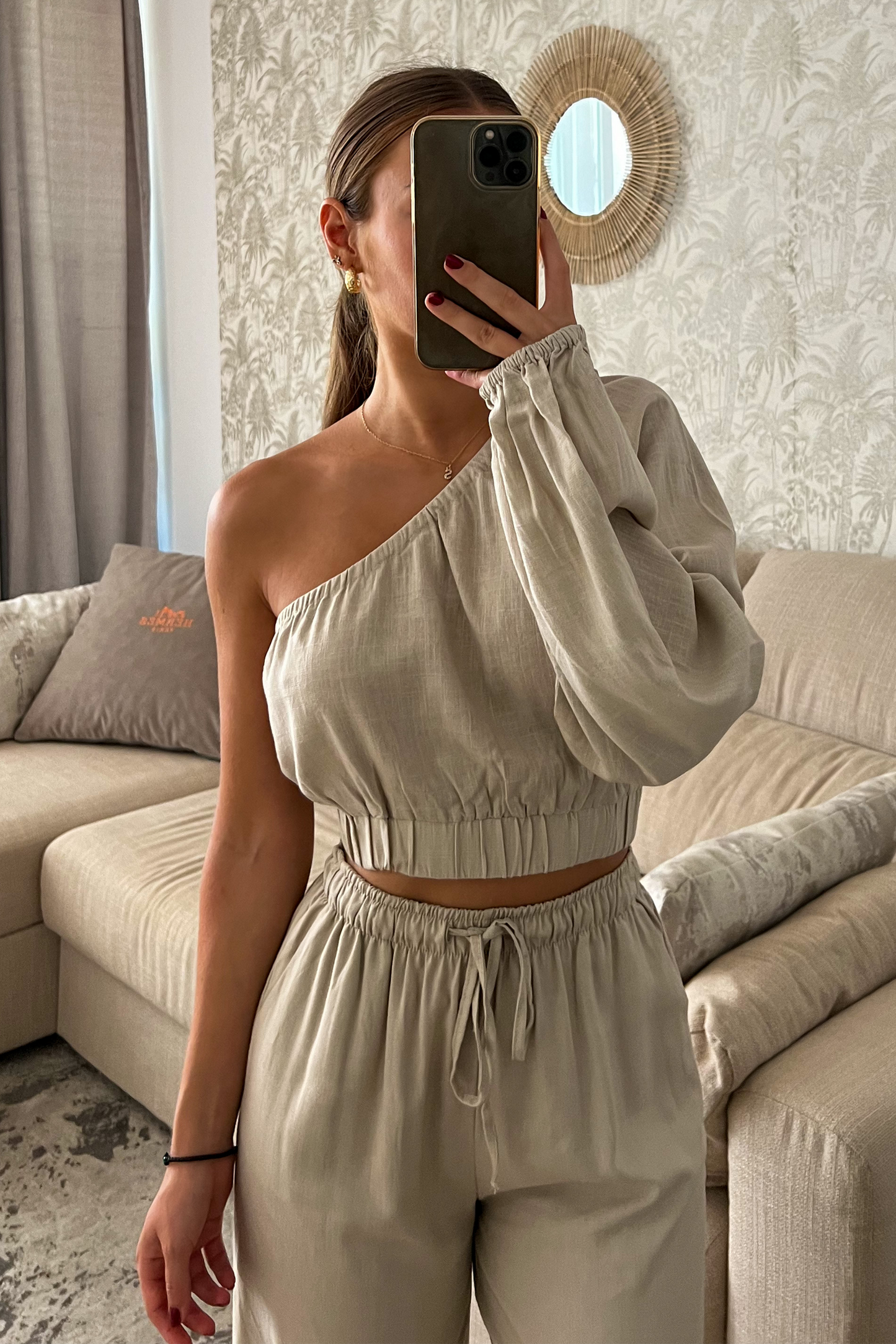 Pantalon en lin beige