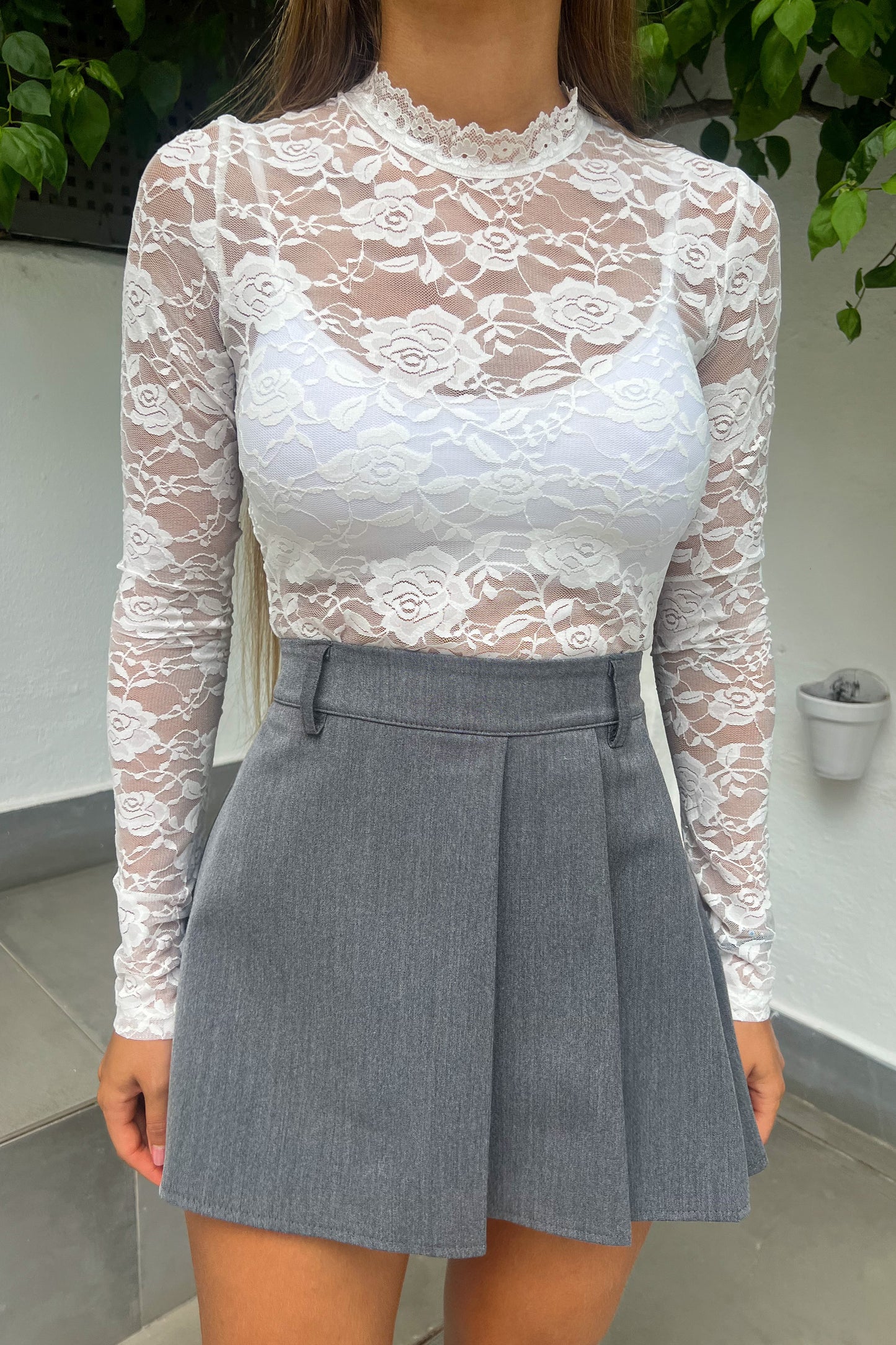 Jupe short écolière asymétrique GRISE