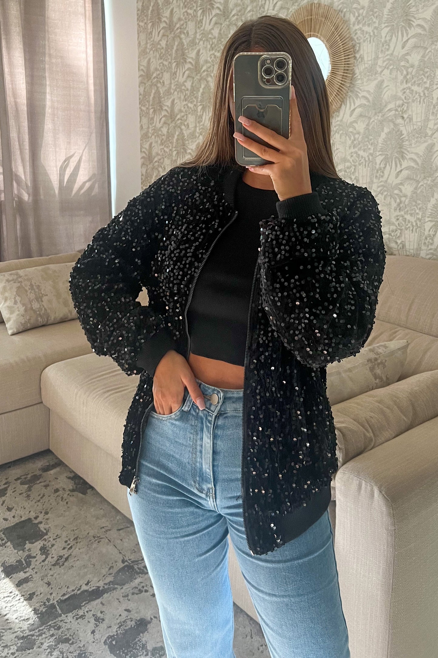 Bombers velour GLITTER noir