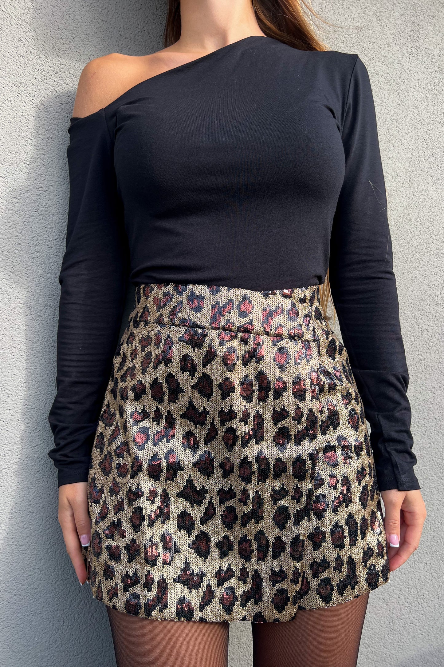 Jupe-short léopard à sequins