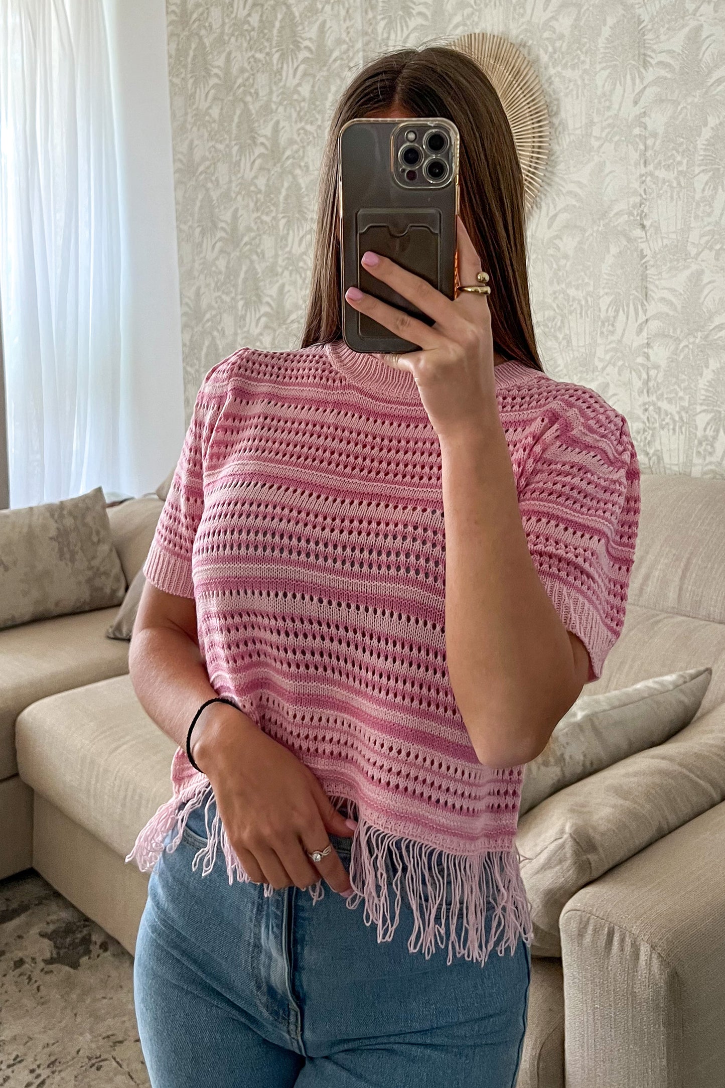 Top maille SUMMER rose