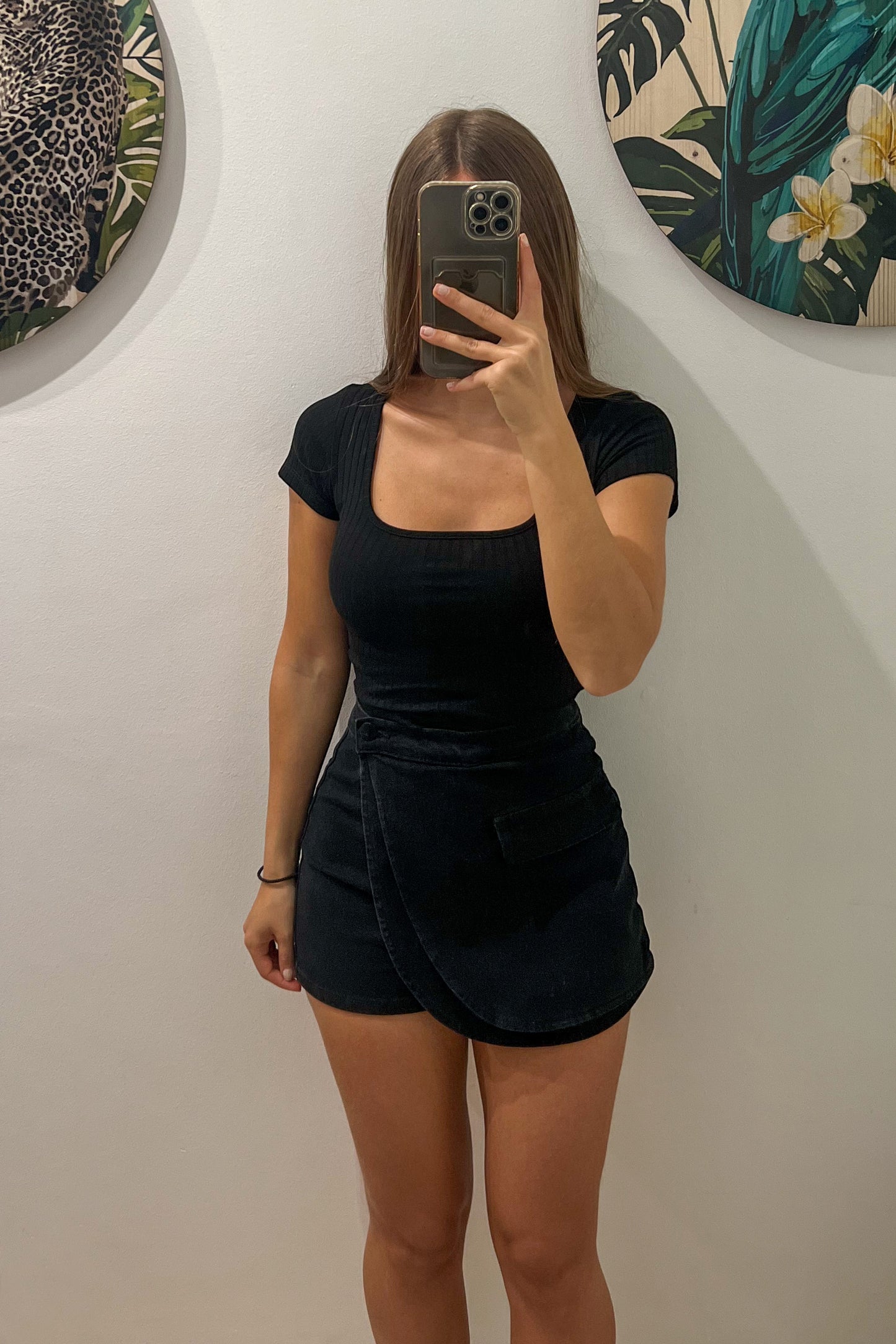 Skort en jeans NOIR