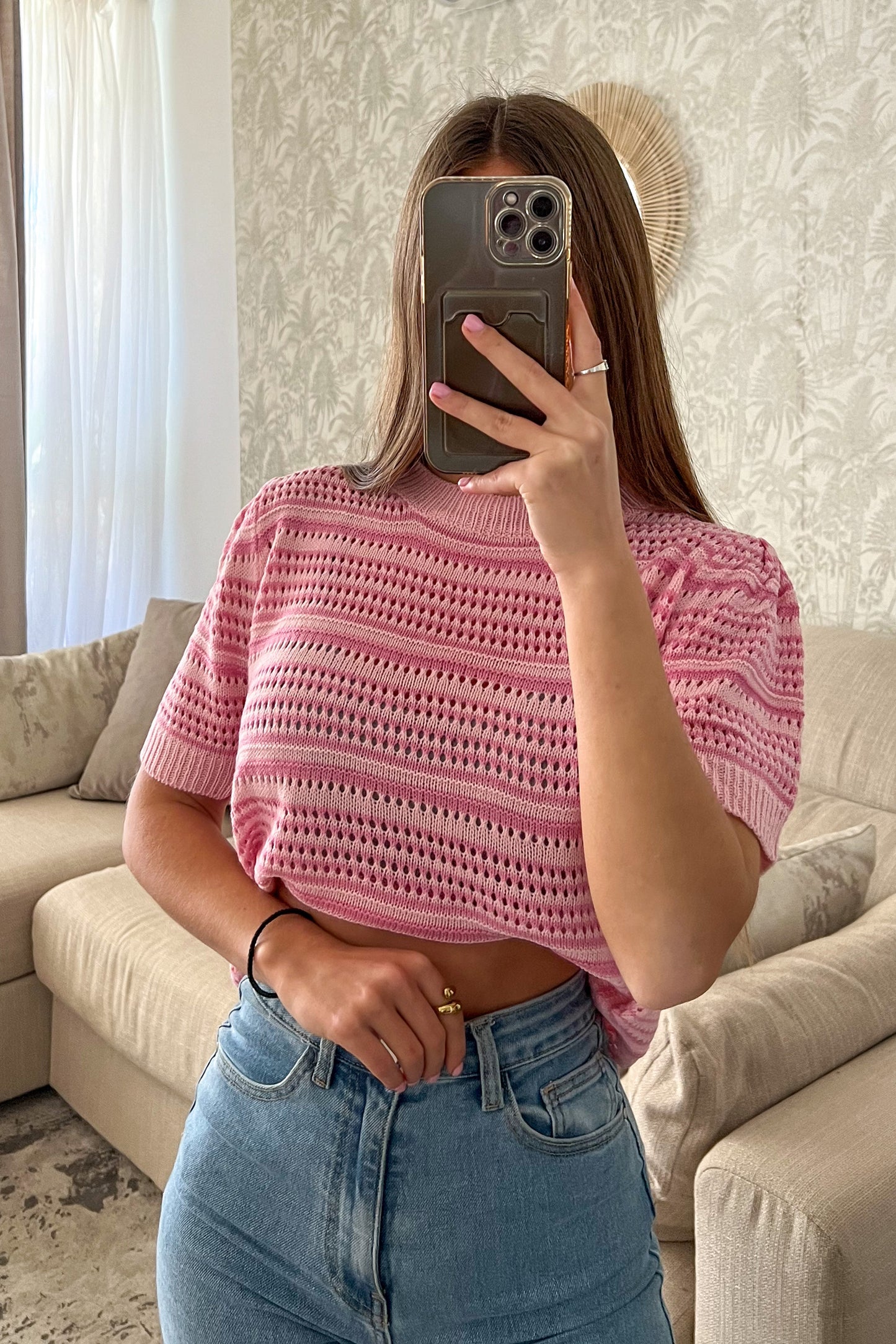 Top maille SUMMER rose