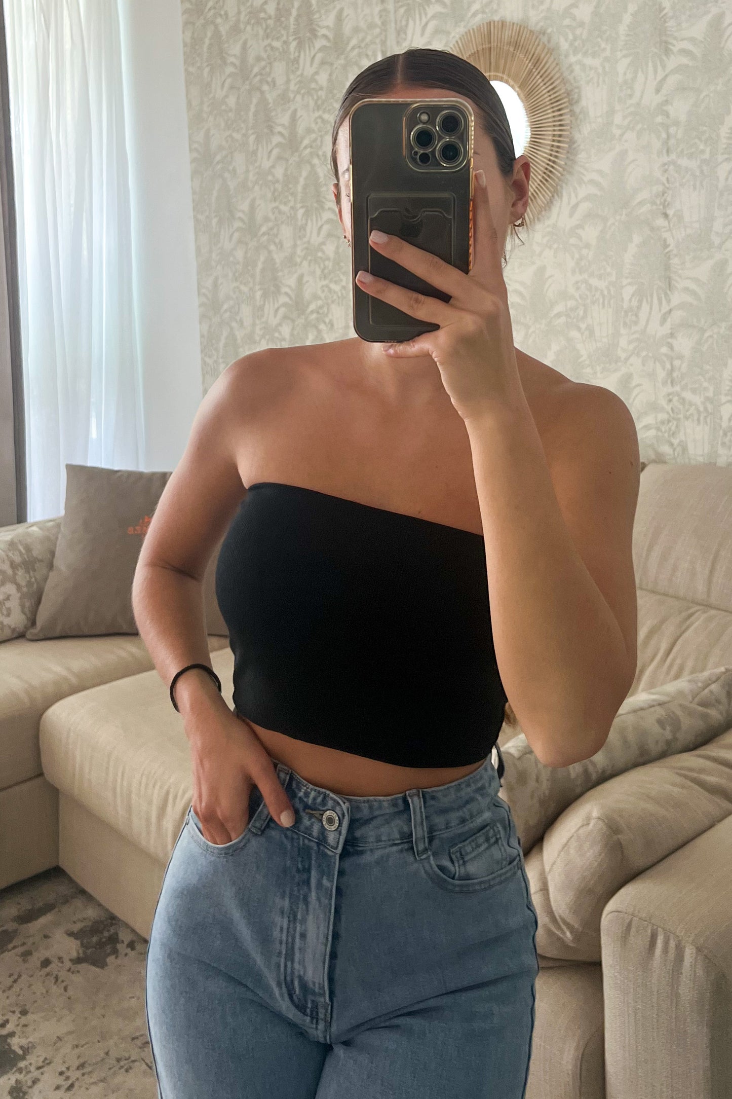 Bustier en coton NOIR