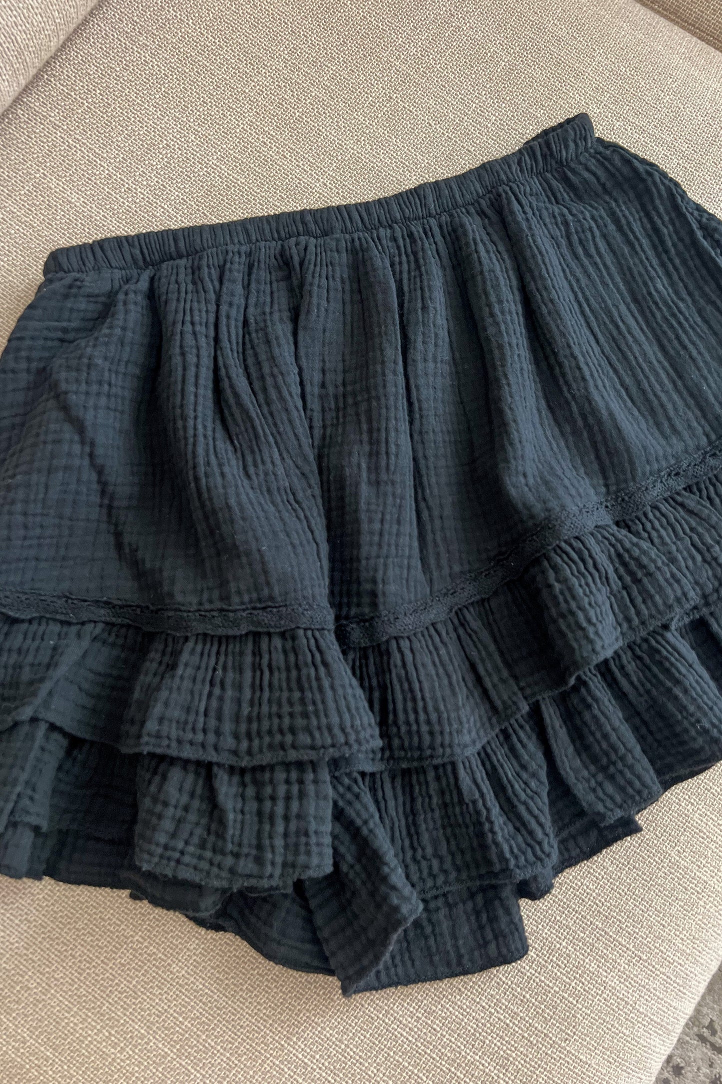 Jupe short gaze de coton NOIRE