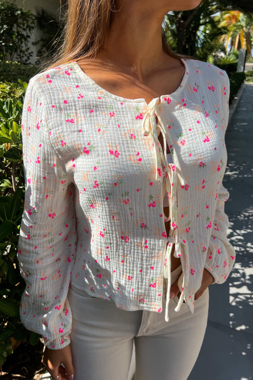 Blouse en coton beige