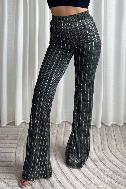 Pantalon évasé à strass