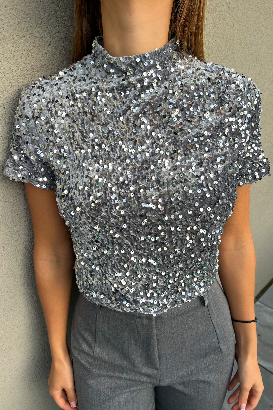 Blouse à sequins GRISE