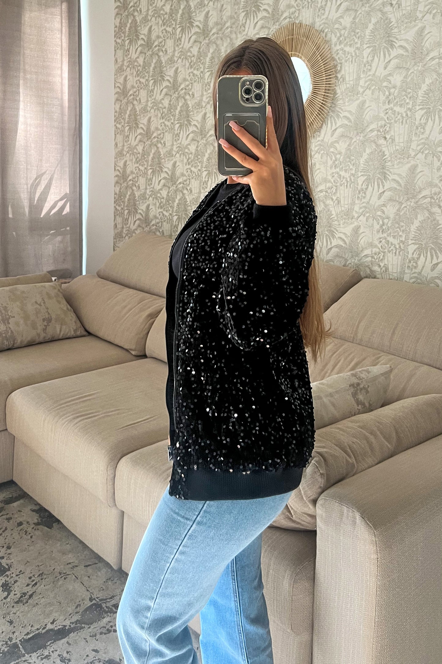 Bombers velour GLITTER noir