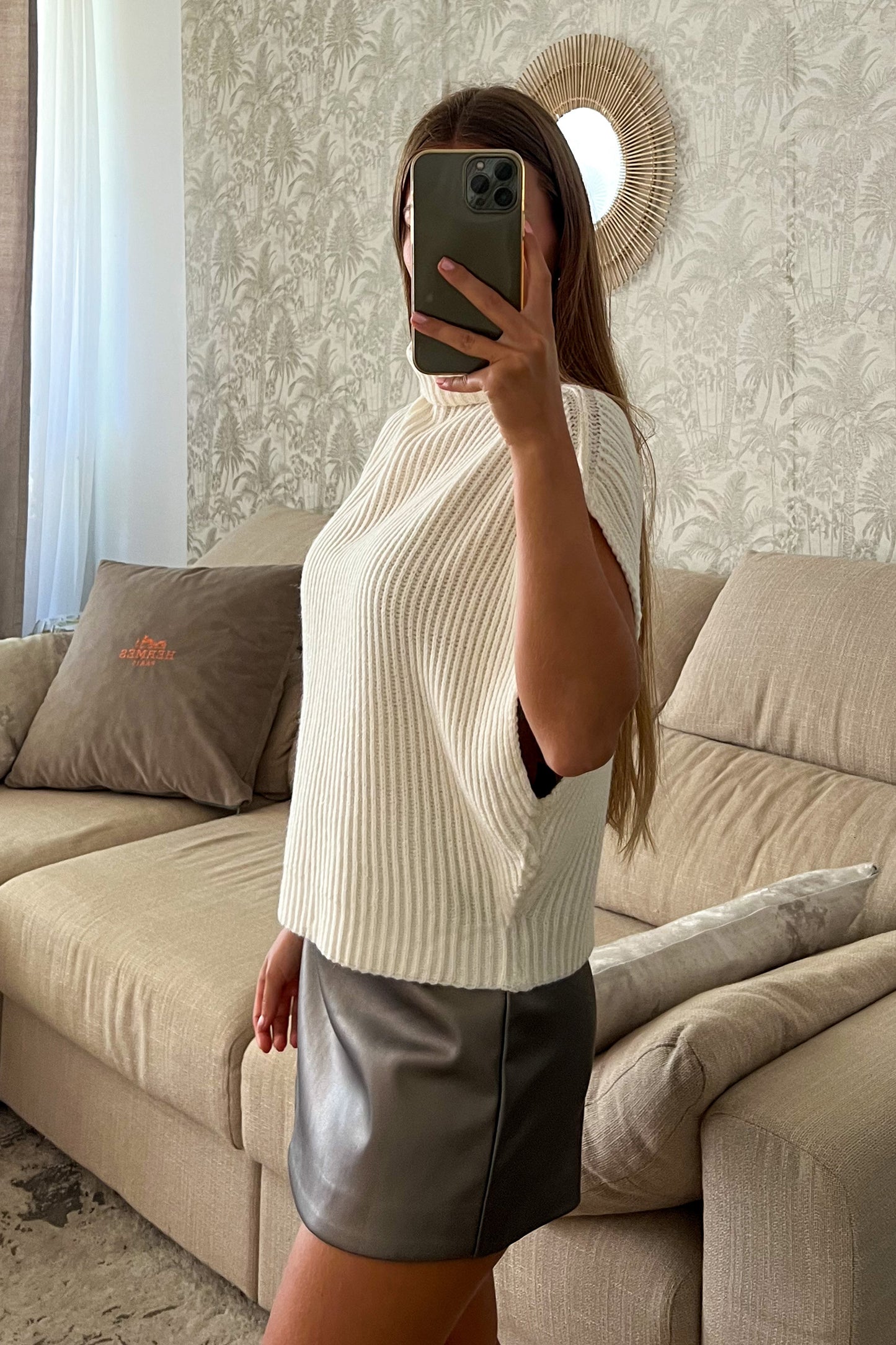 Pull sans manche BLANC CASSÉ