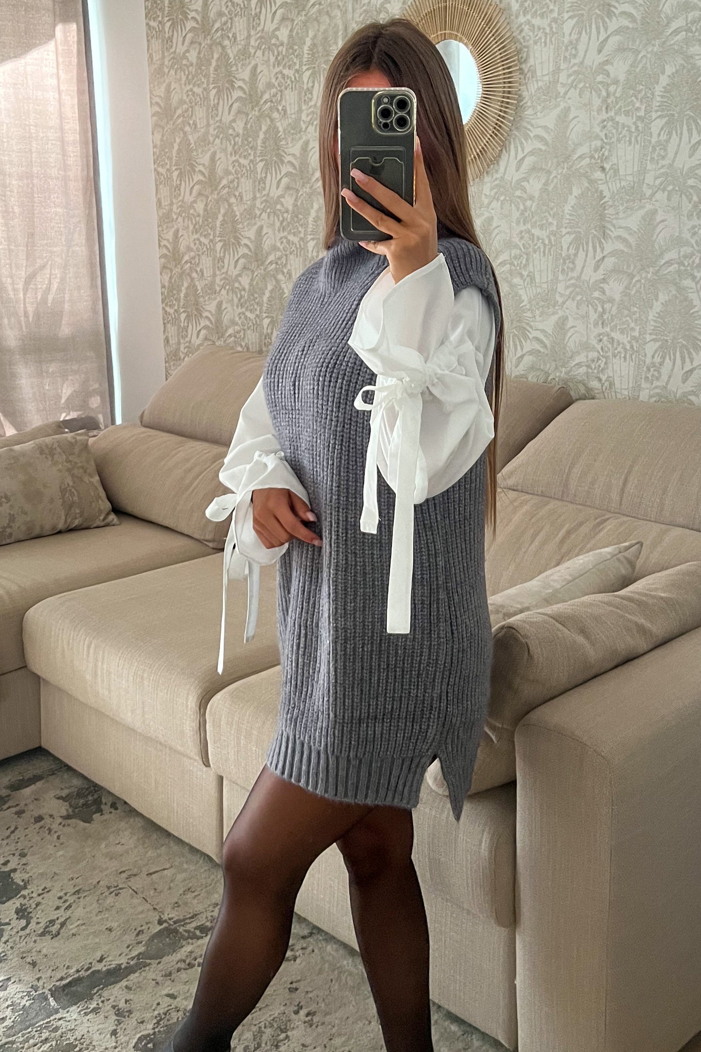 Robe pull en laine GRISE