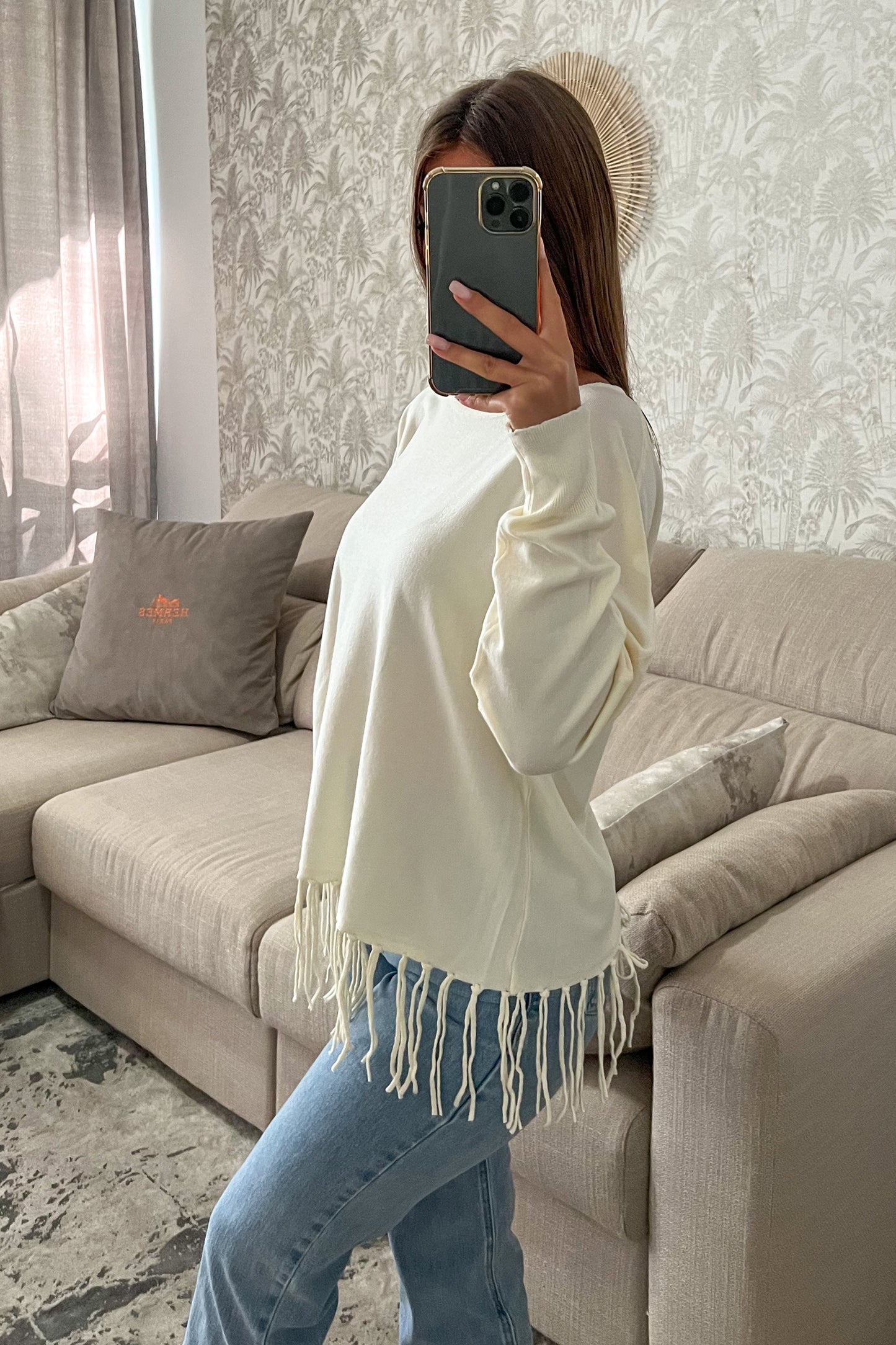 Pull FRANGES beige