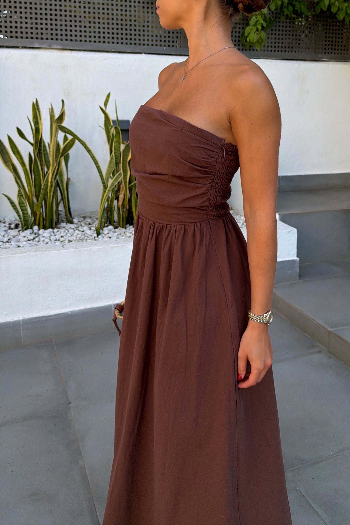 Robe coton LIA brune