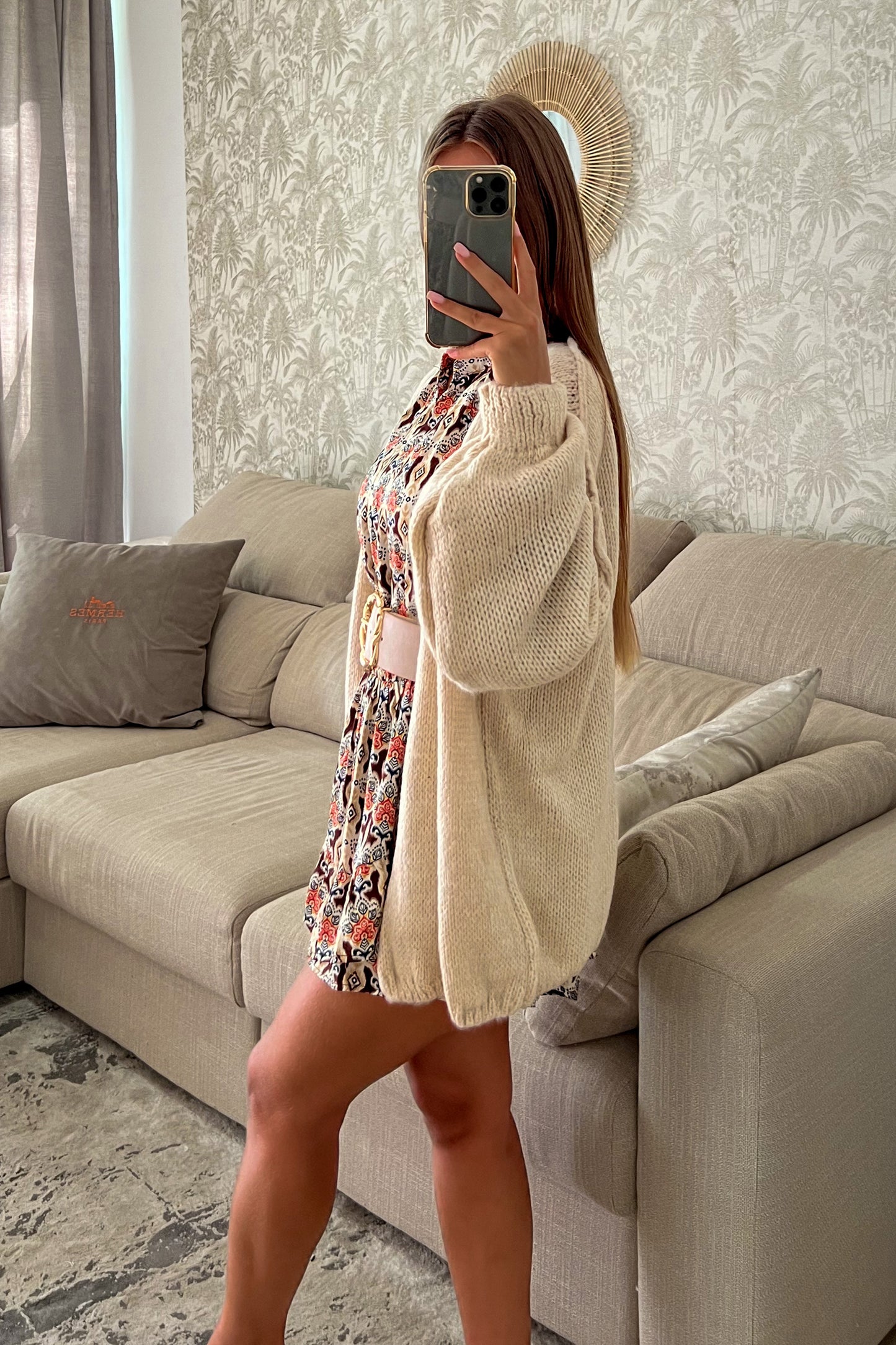 Gilet court en maille BEIGE