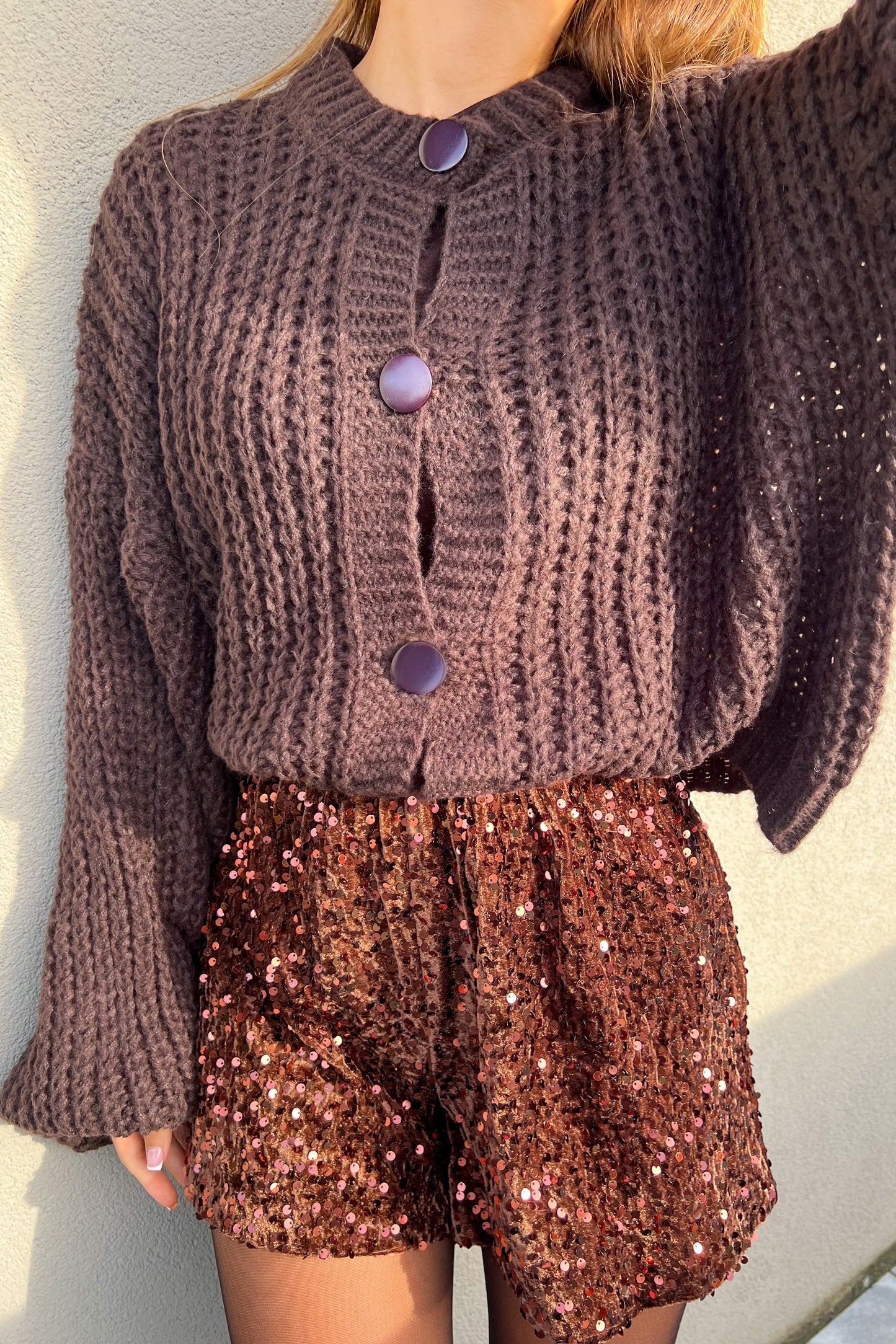 Short pailleté BRUN