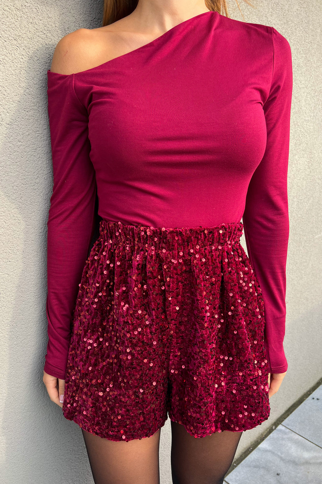 Blouse asymétrique bordeaux