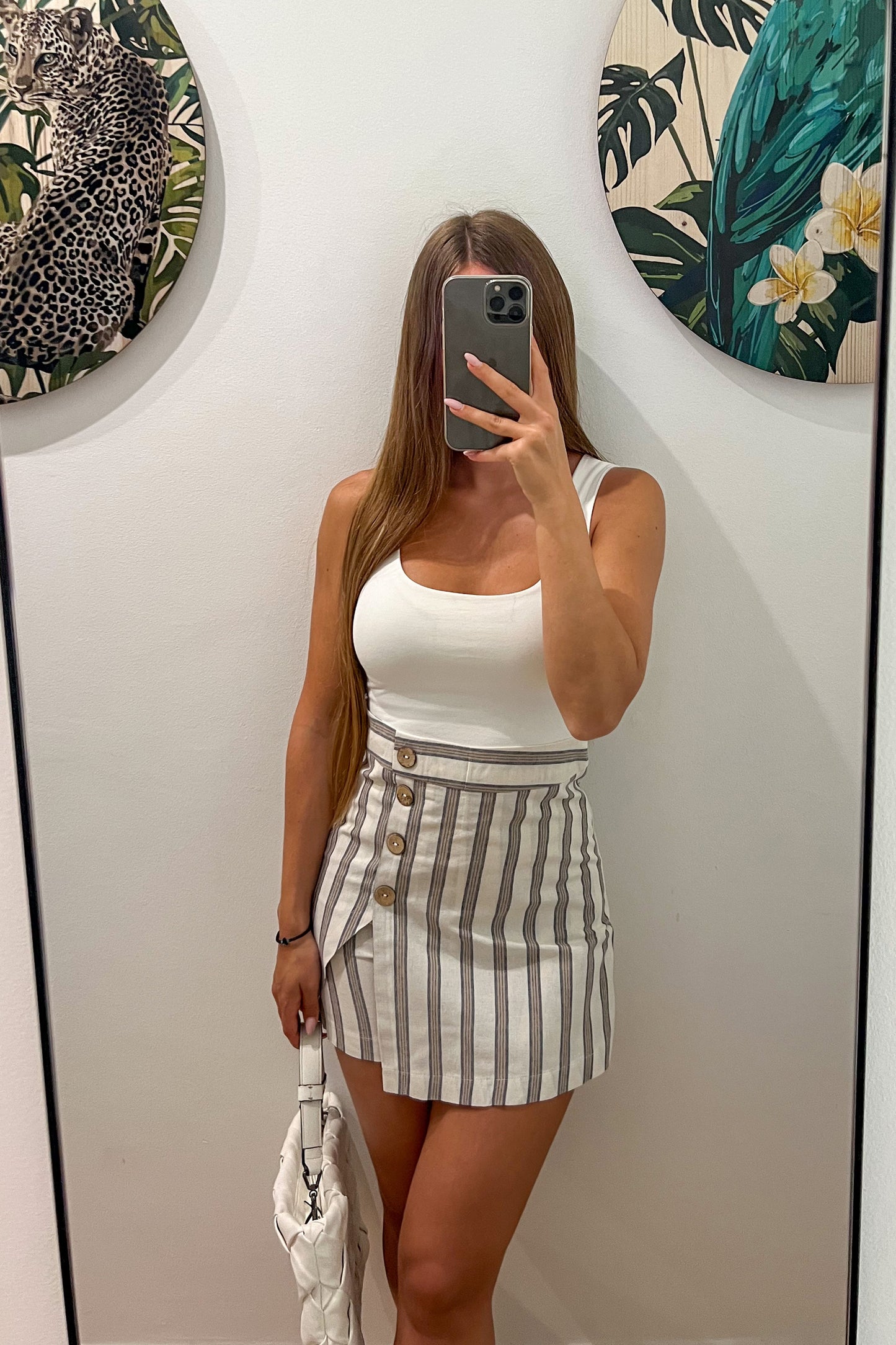 Jupe short lignée en coton