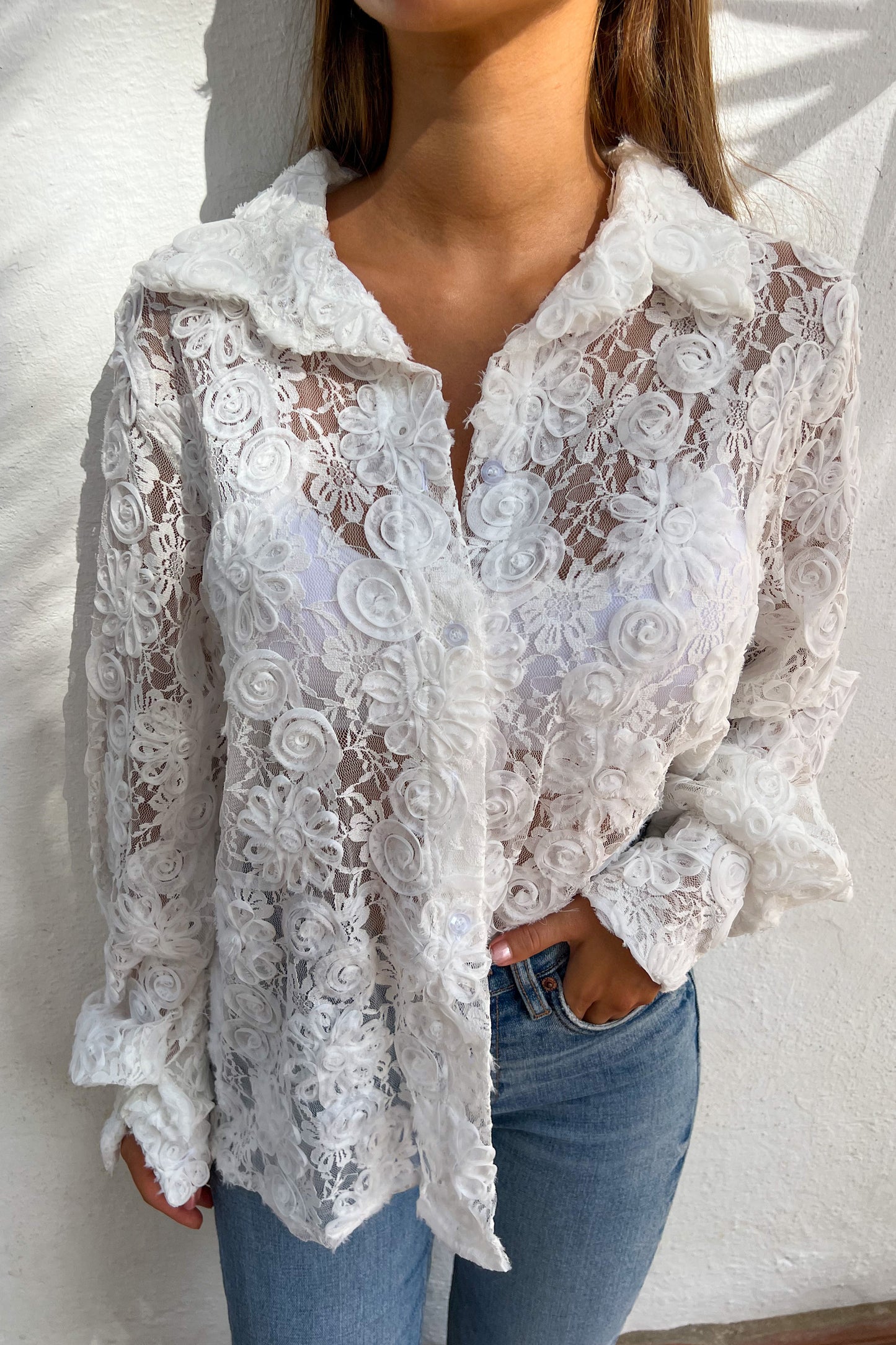 Chemise brodée blanche