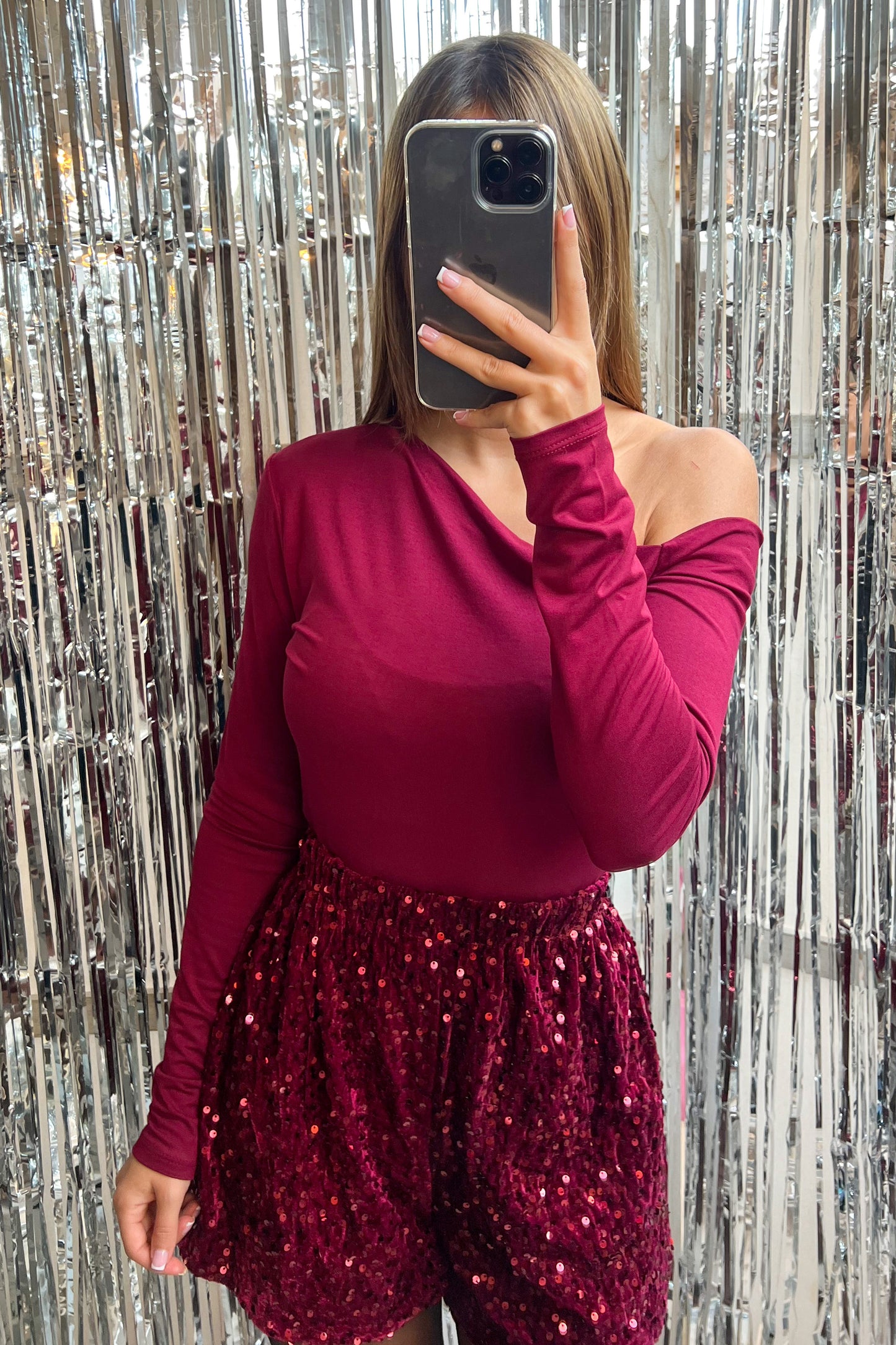 Blouse asymétrique bordeaux