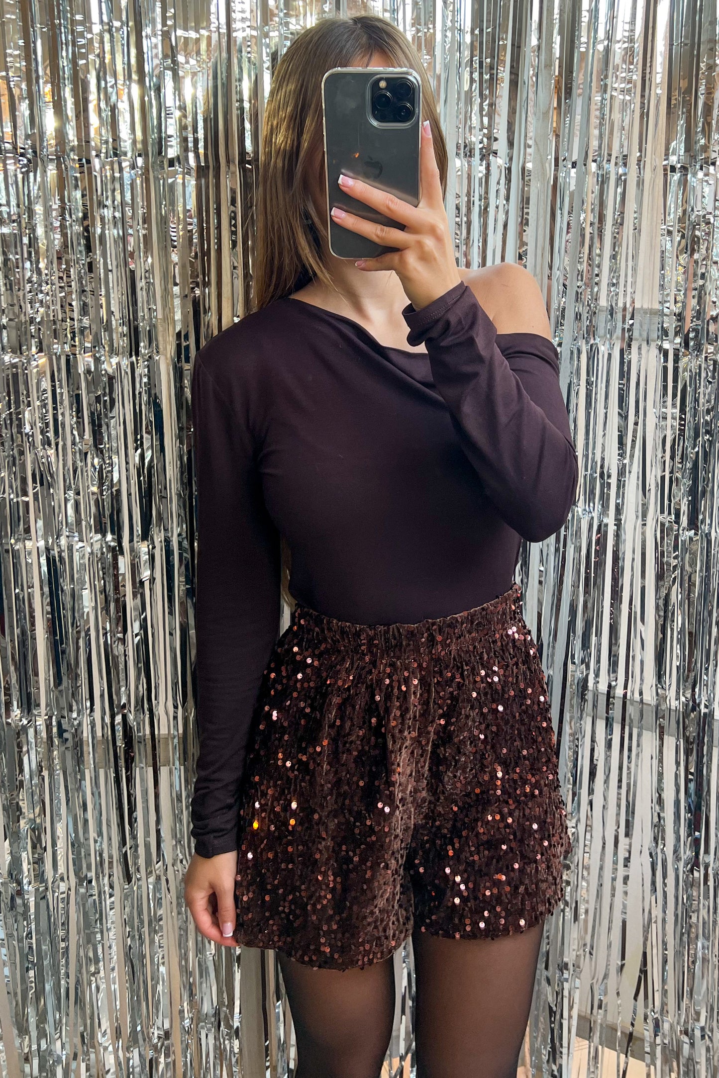 Short pailleté BRUN
