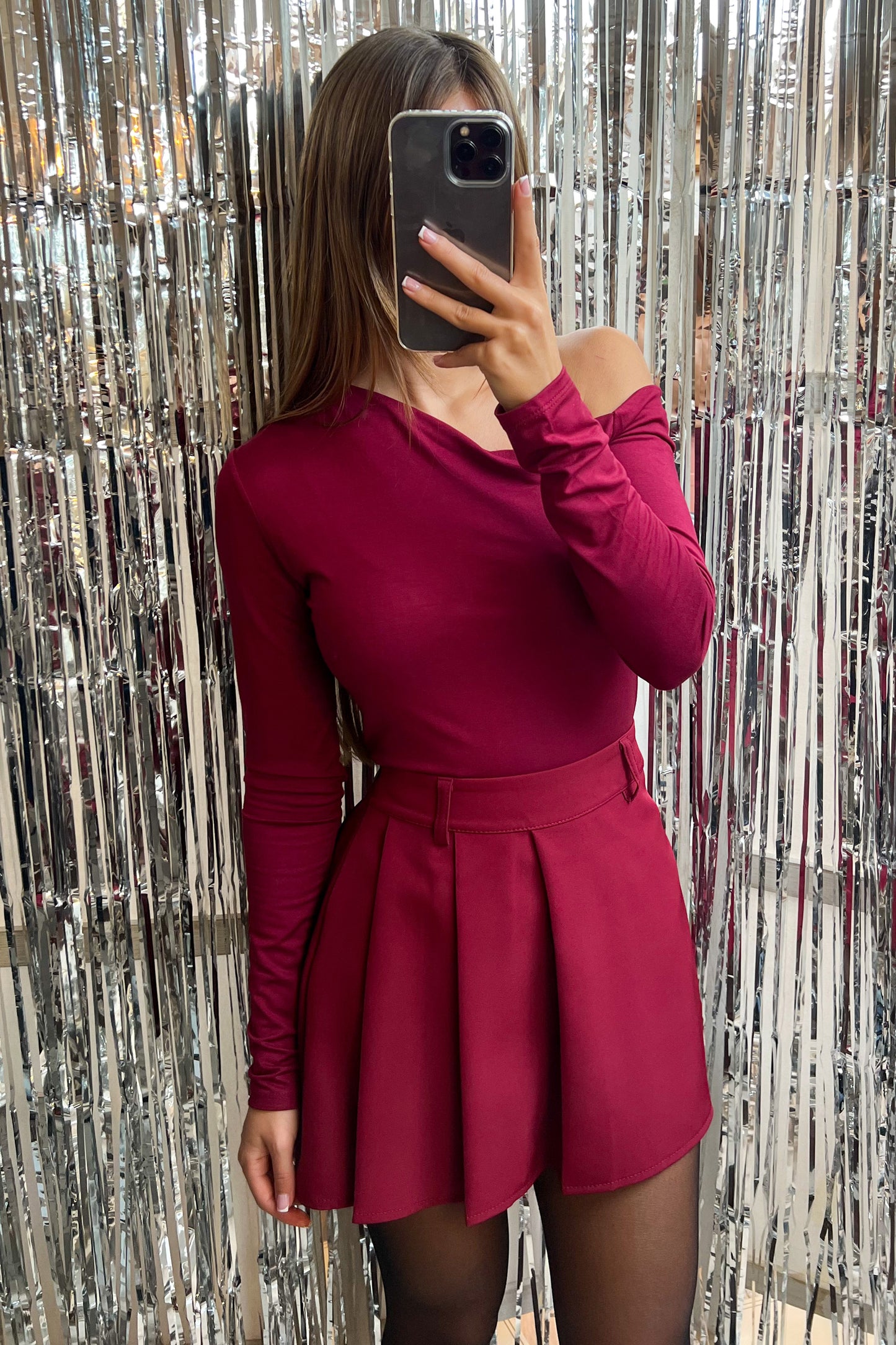 Blouse asymétrique bordeaux