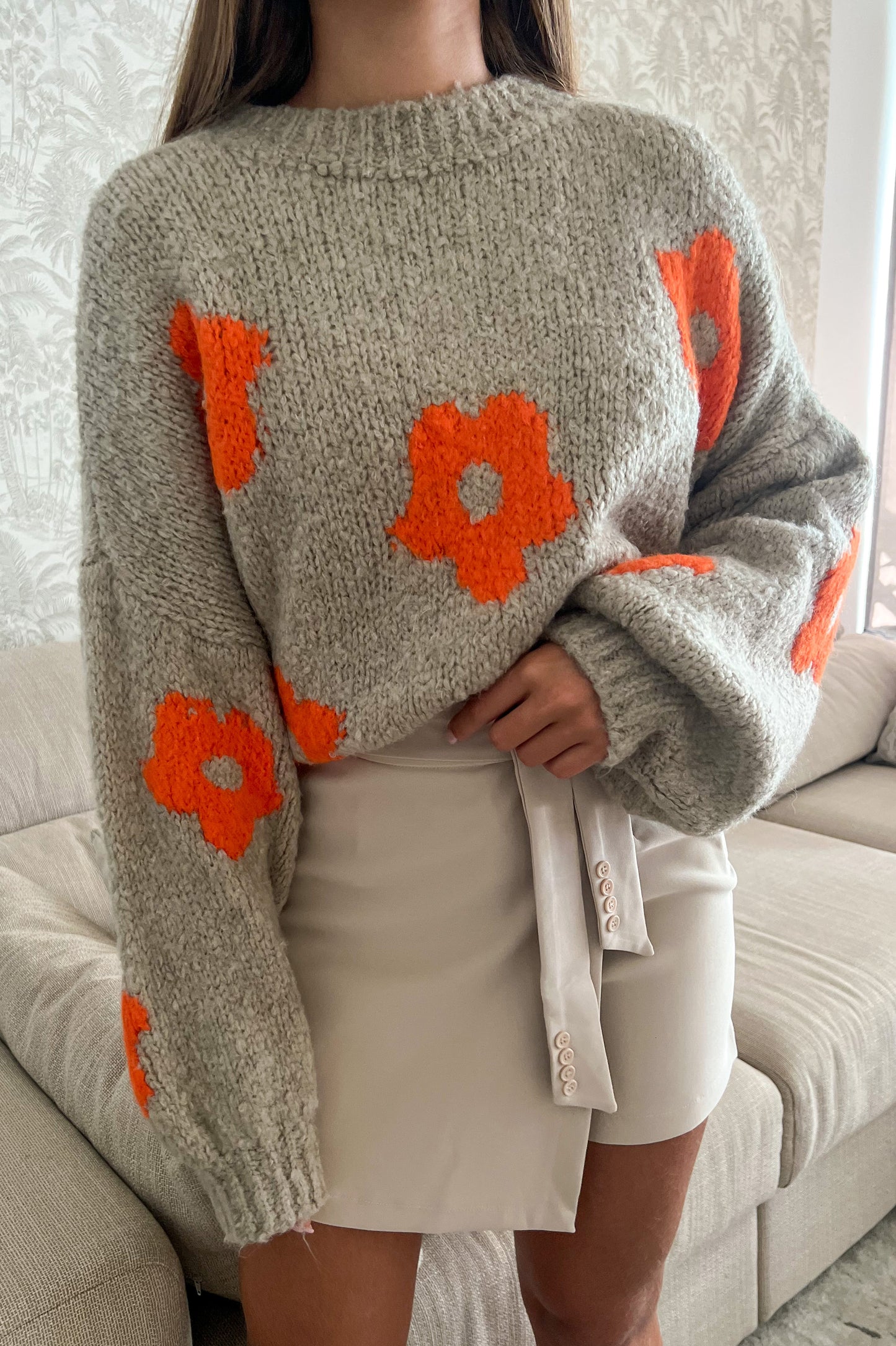 Pull FLEUR beige