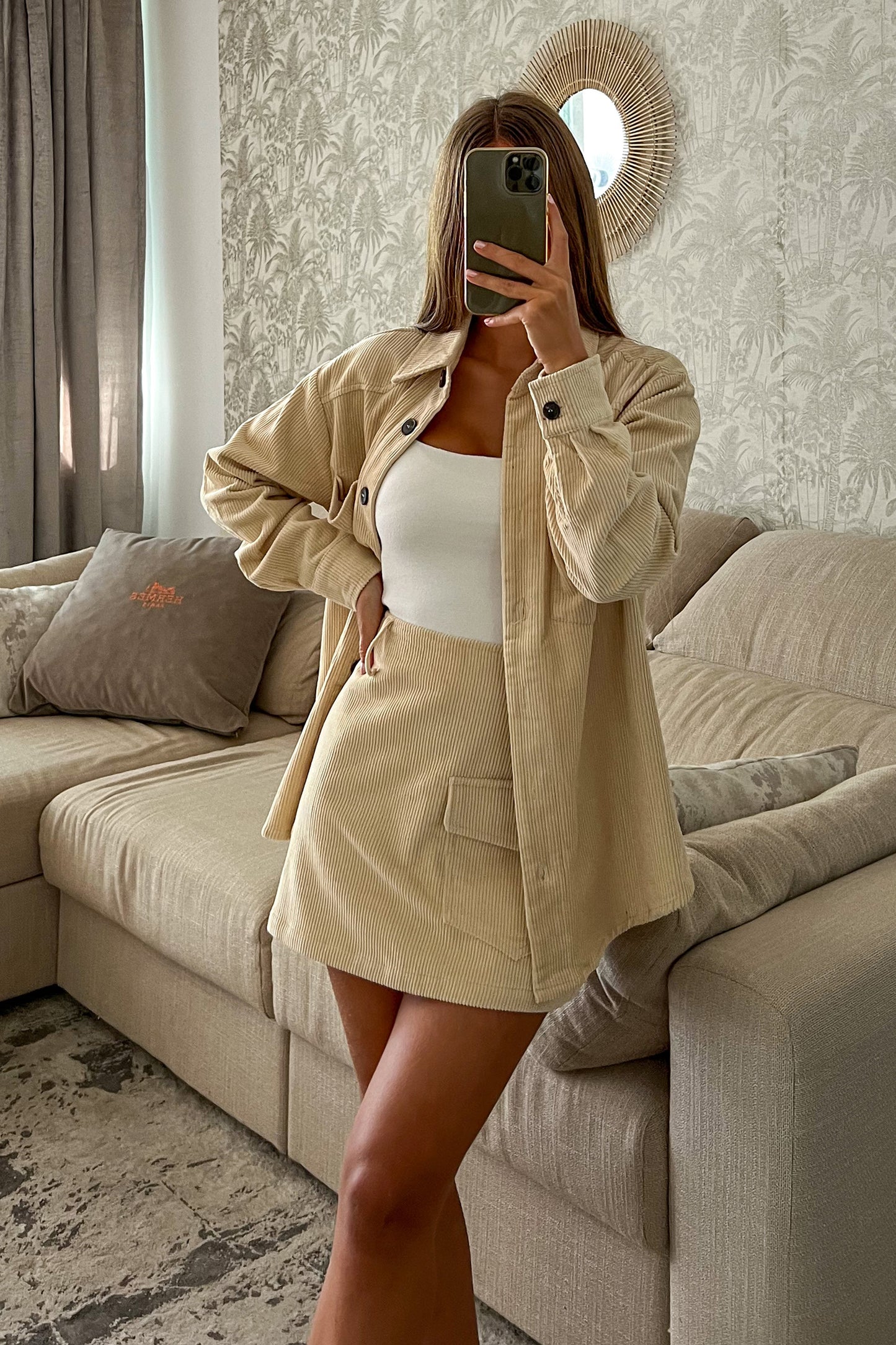 Jupe en velours BEIGE