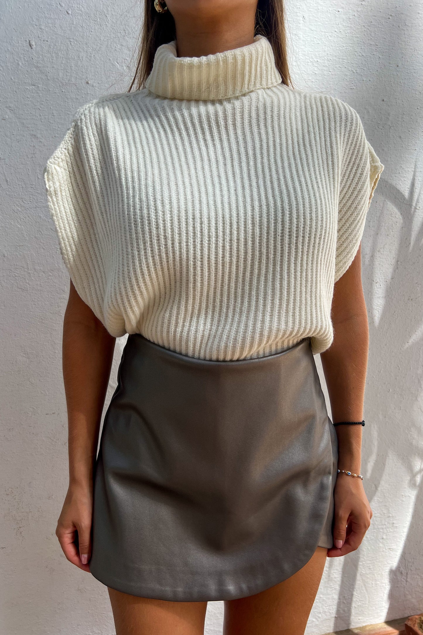 Pull sans manche BLANC CASSÉ