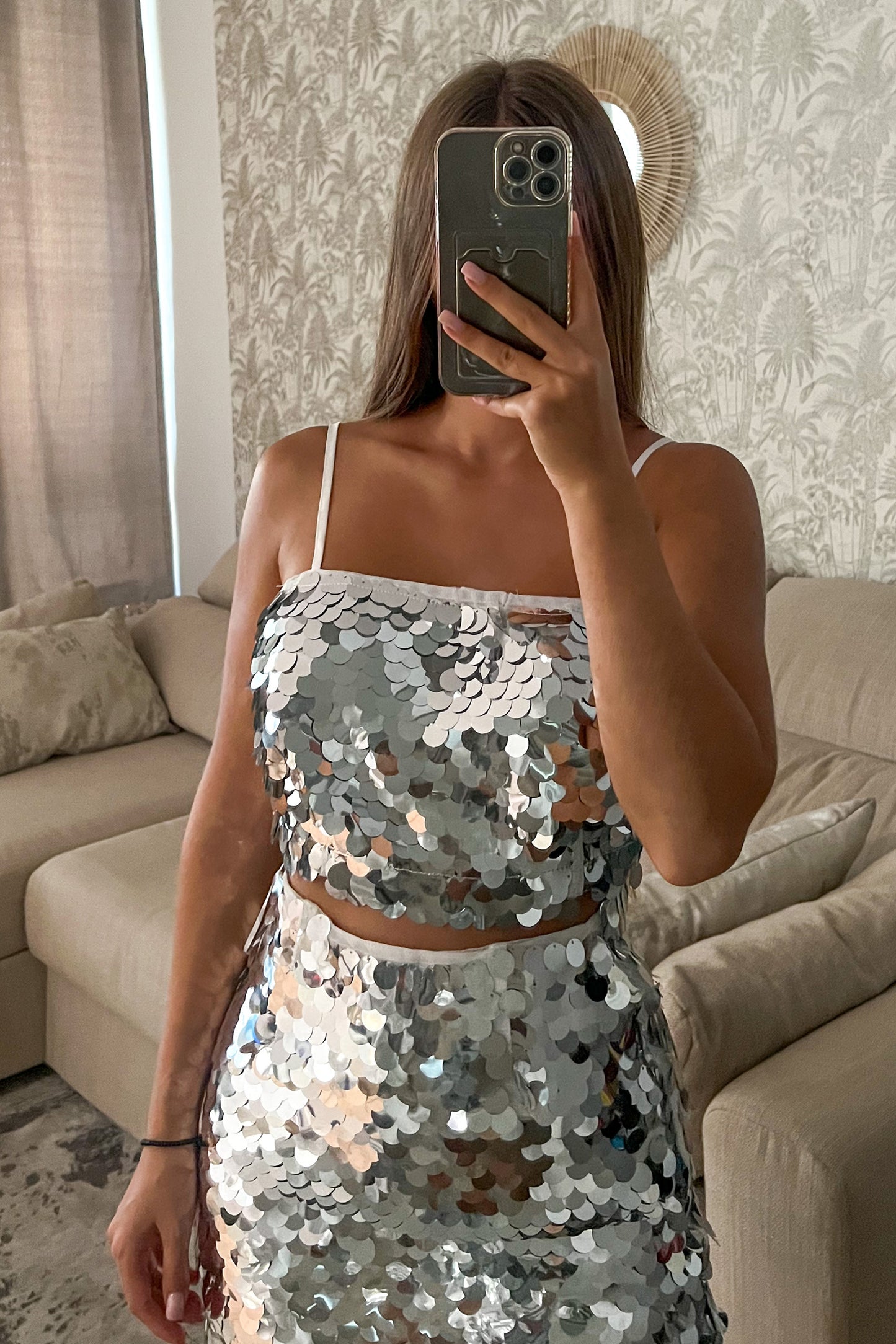 Top GLITTER gris