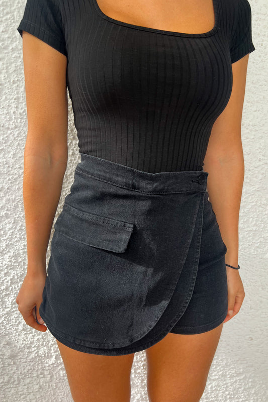 Skort en jeans NOIR