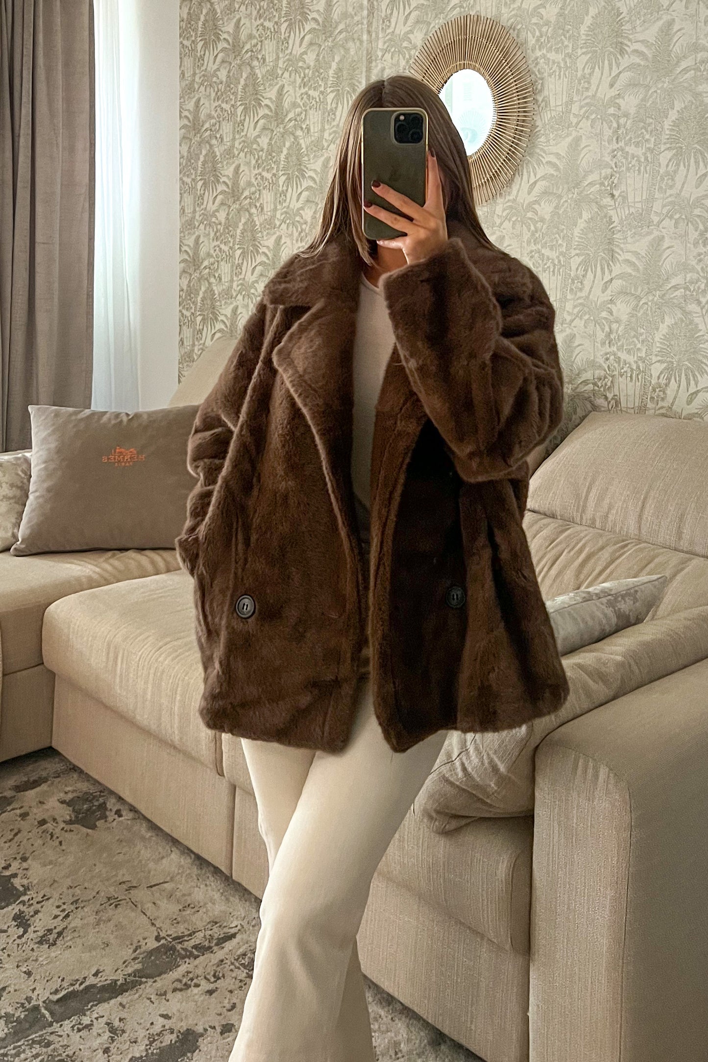 Manteau fausse fourrure MARRON