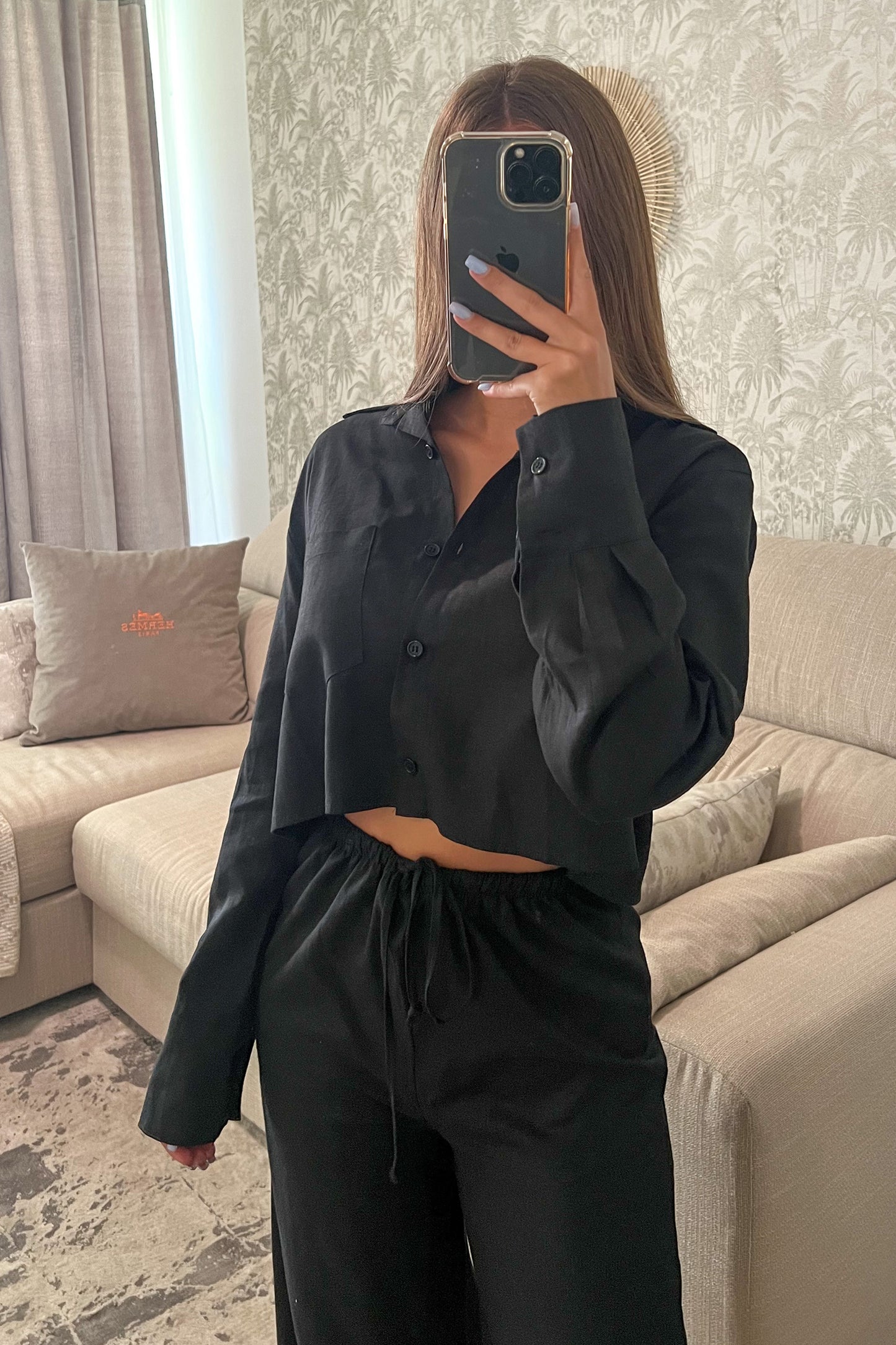 Chemise en lin NOIRE