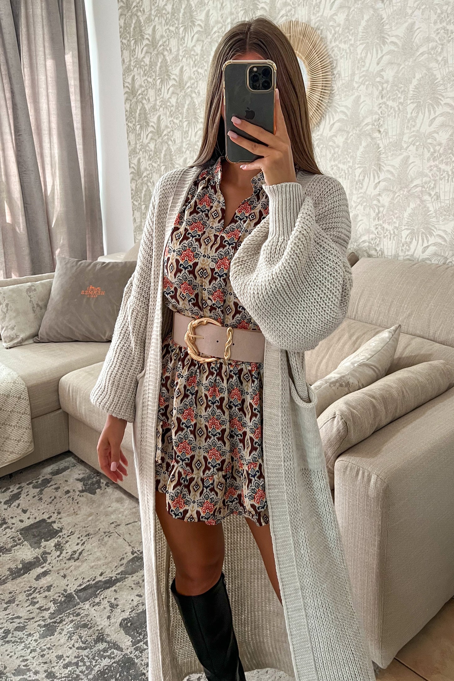 Gilet long en maille BEIGE