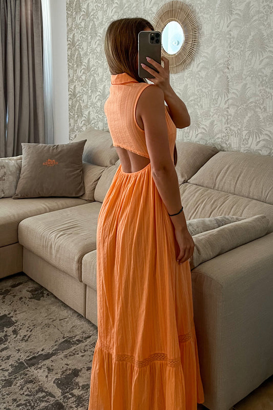 Robe chemise dos nu ORANGE