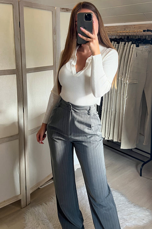 Pantalon ligné GRIS