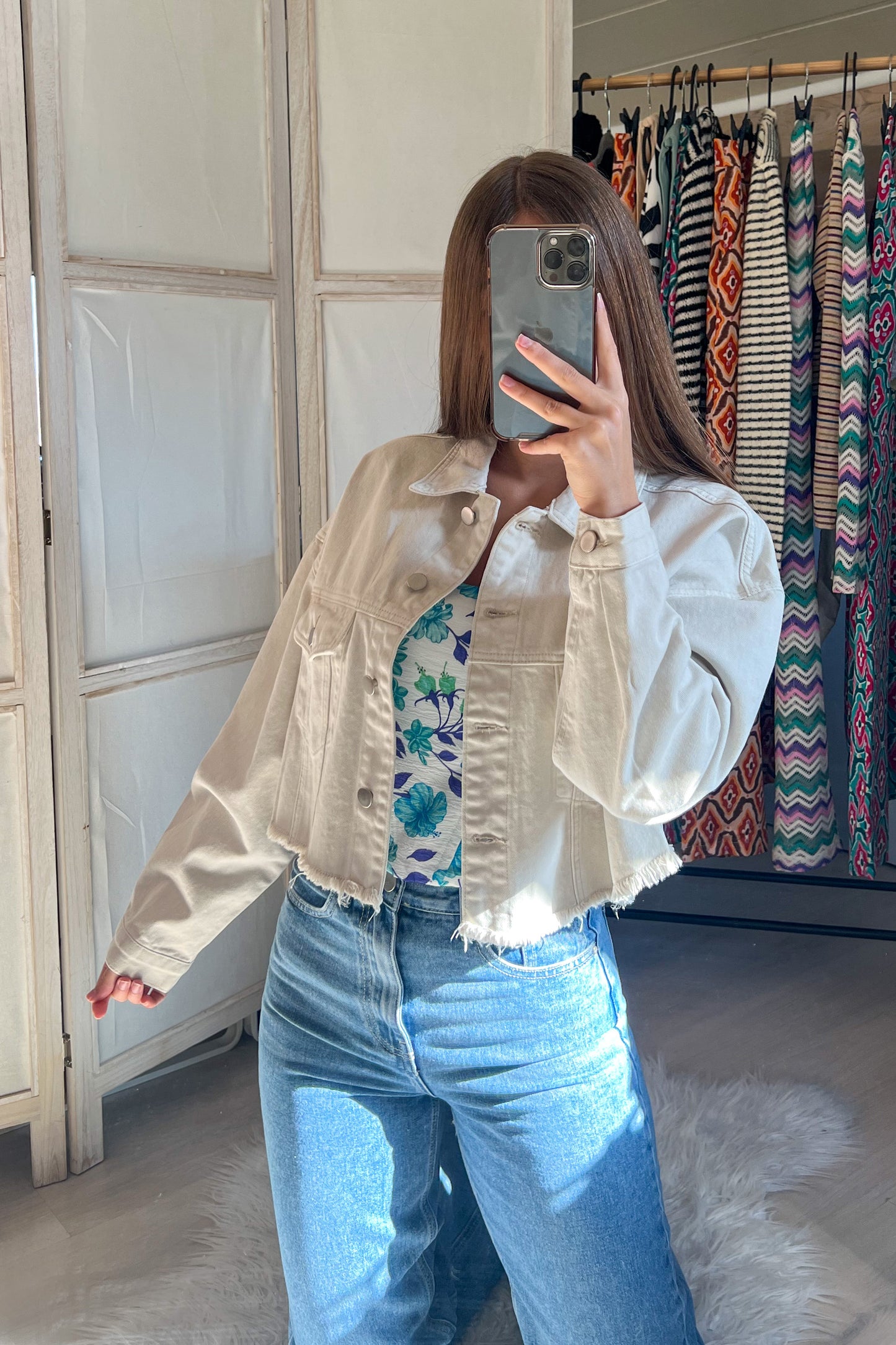 Veste en jeans BEIGE